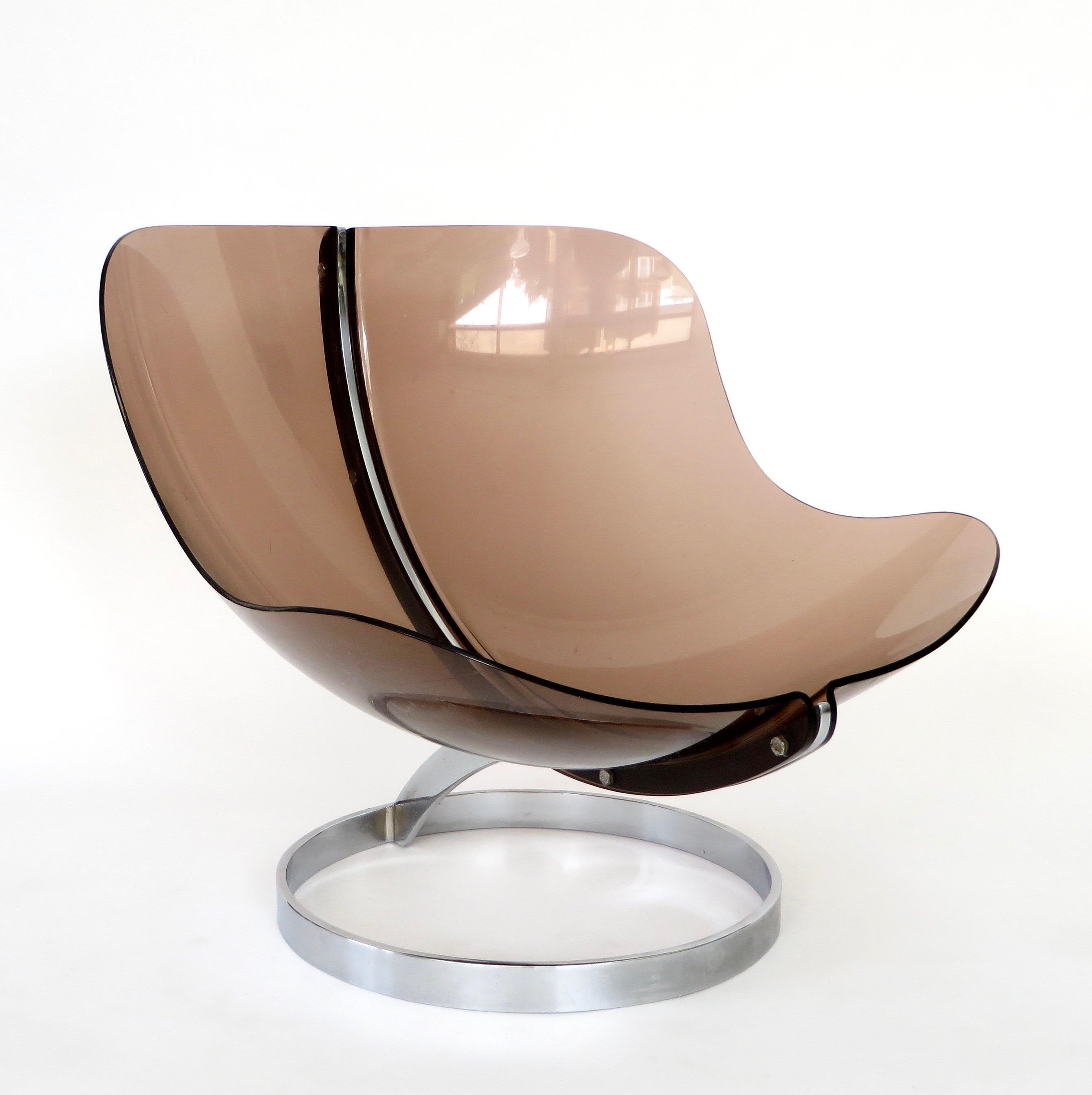 Boris Tabacoff French Sphere Chair Lucite Altuglas and Chrome c1971 For Sale 3