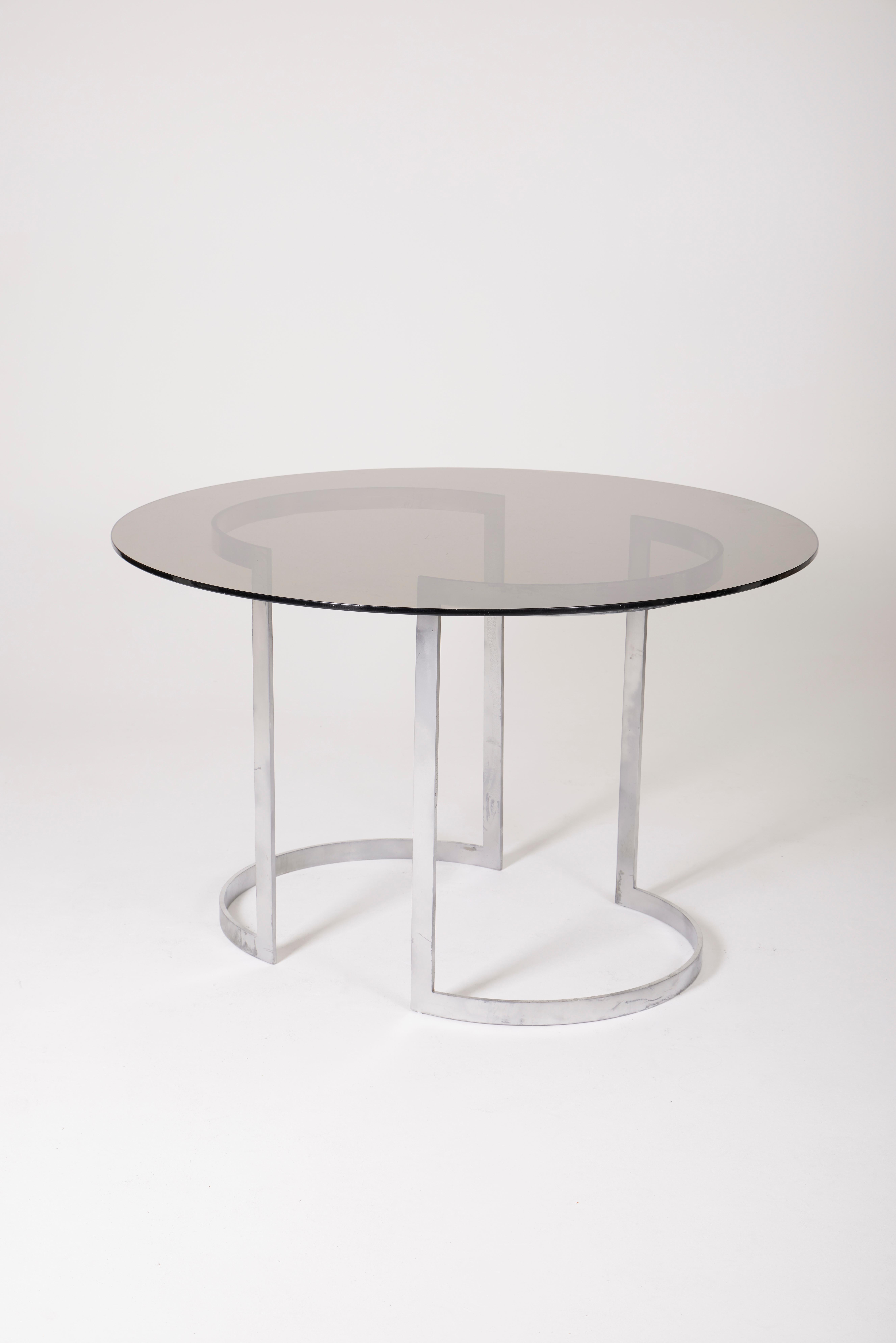 Boris Tabacoff glass and metal table In Good Condition For Sale In PARIS, FR