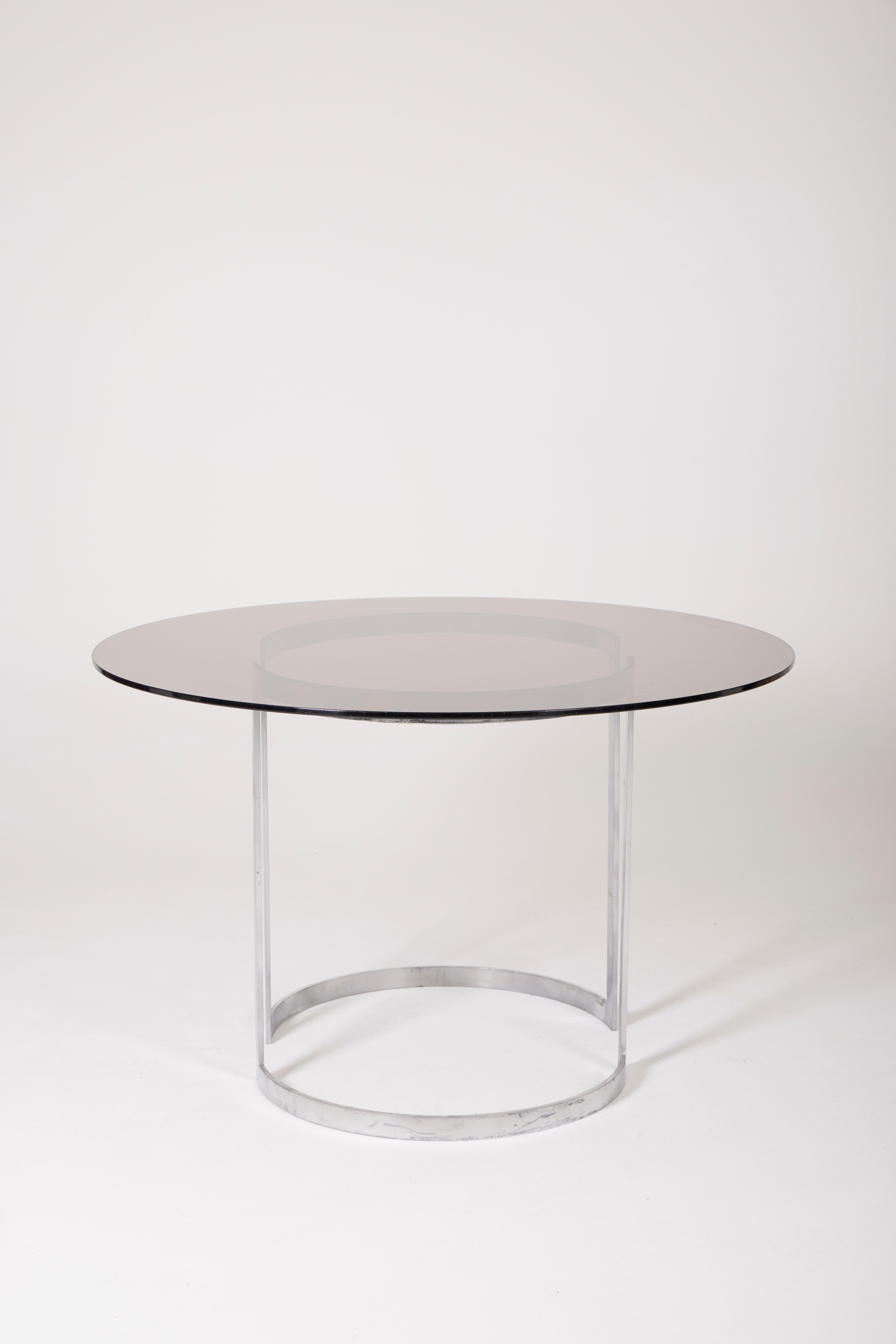 Metal Boris Tabacoff glass and metal table For Sale