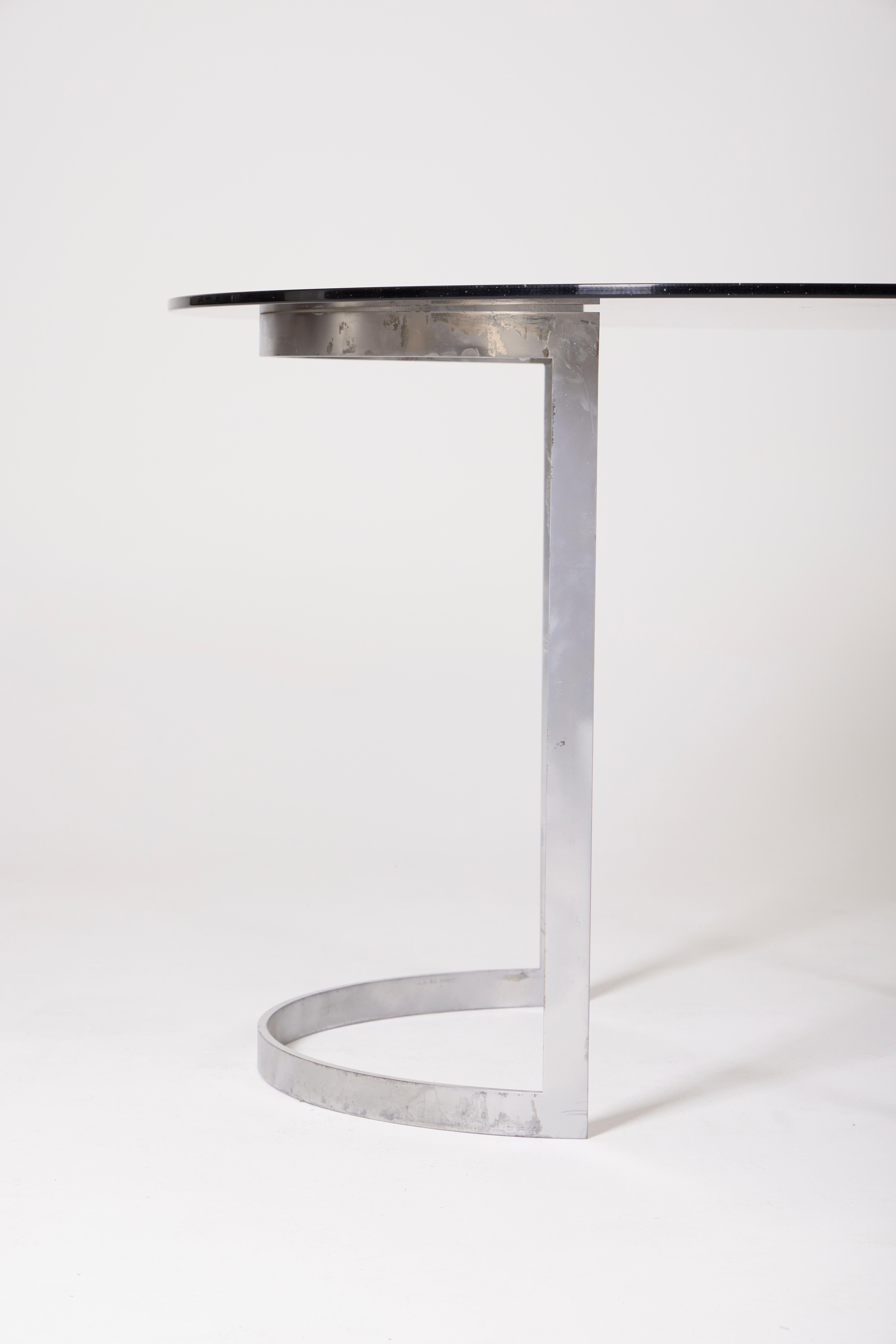 Boris Tabacoff glass and metal table For Sale 1