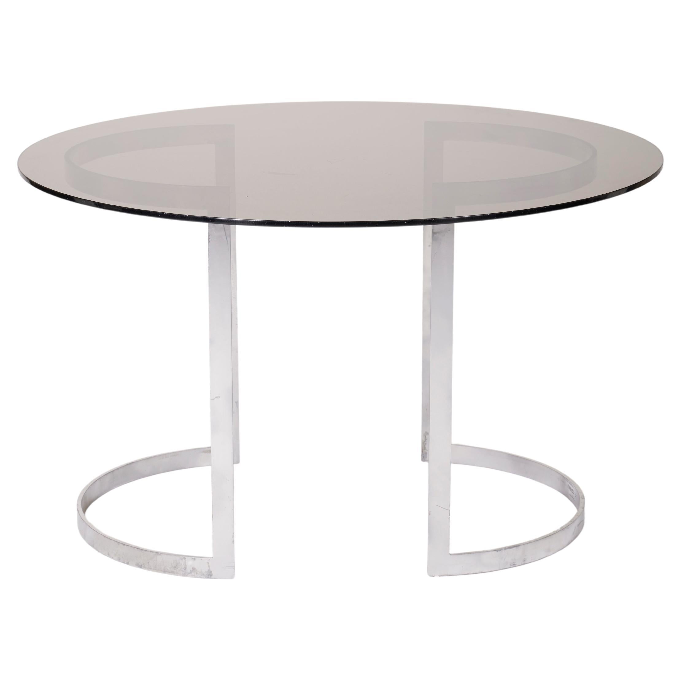 Boris Tabacoff glass and metal table For Sale