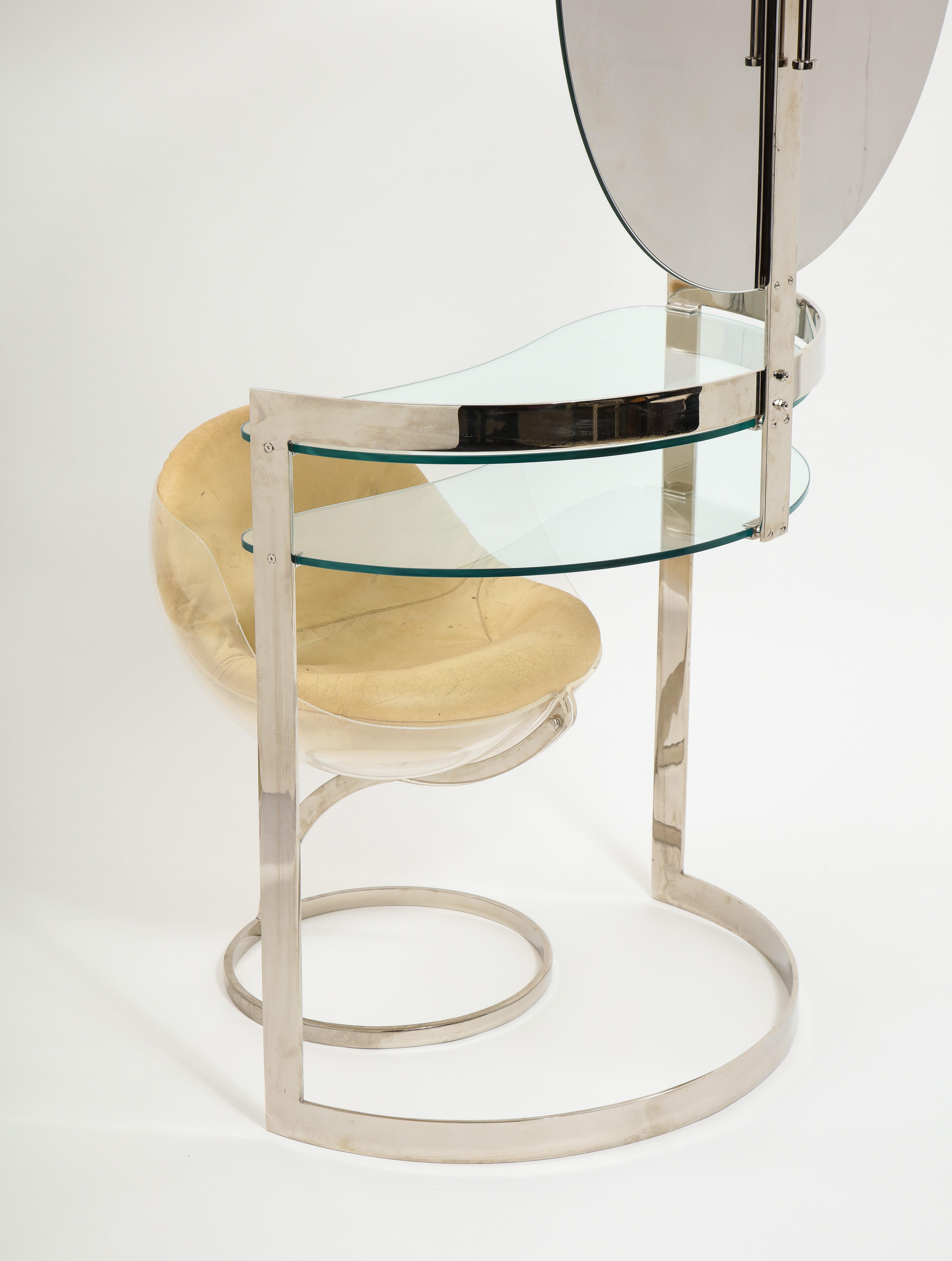 Nickel and Glass Vanity, France 1970’s For Sale 3