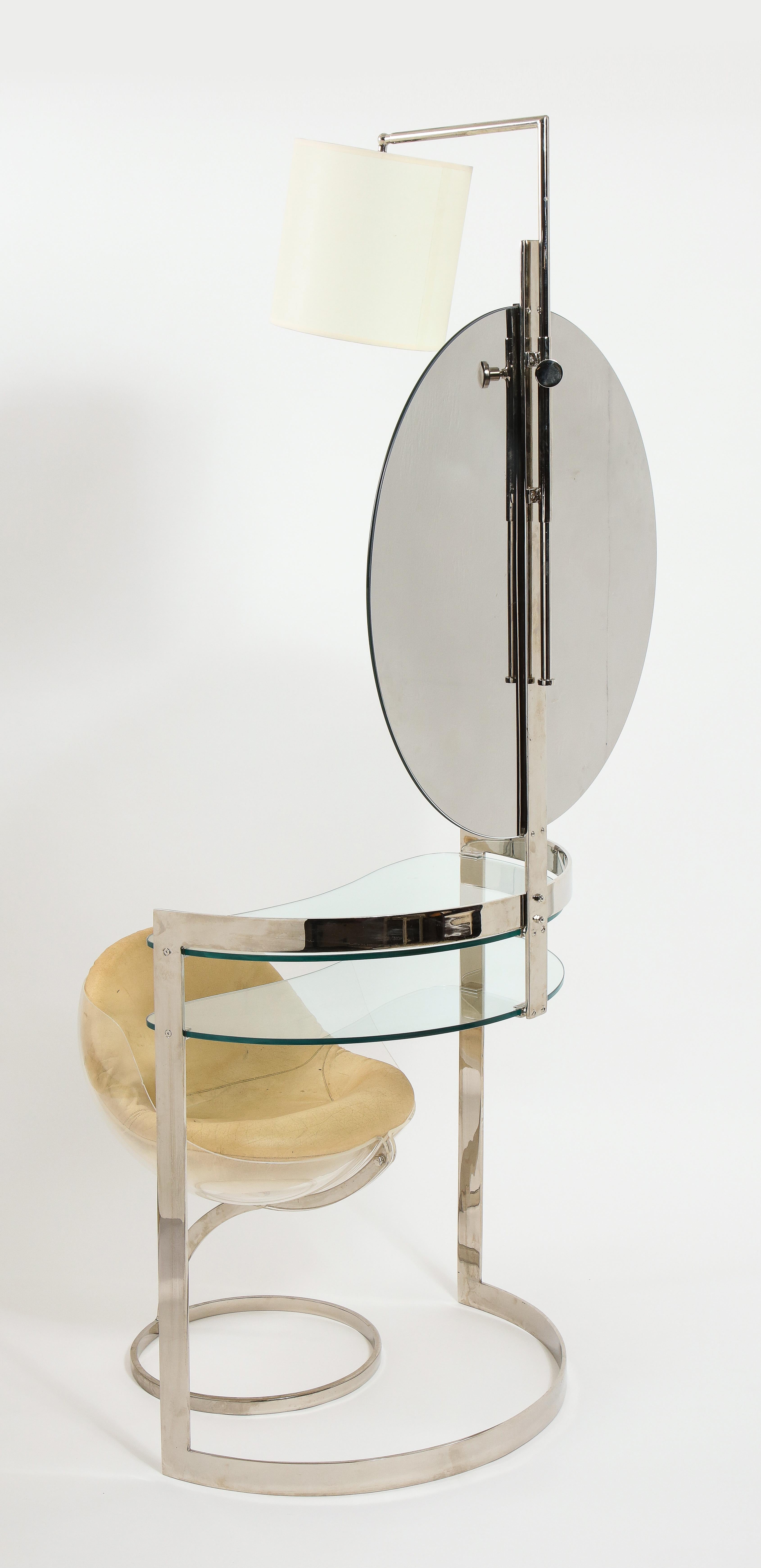 Nickel and Glass Vanity, France 1970’s For Sale 2