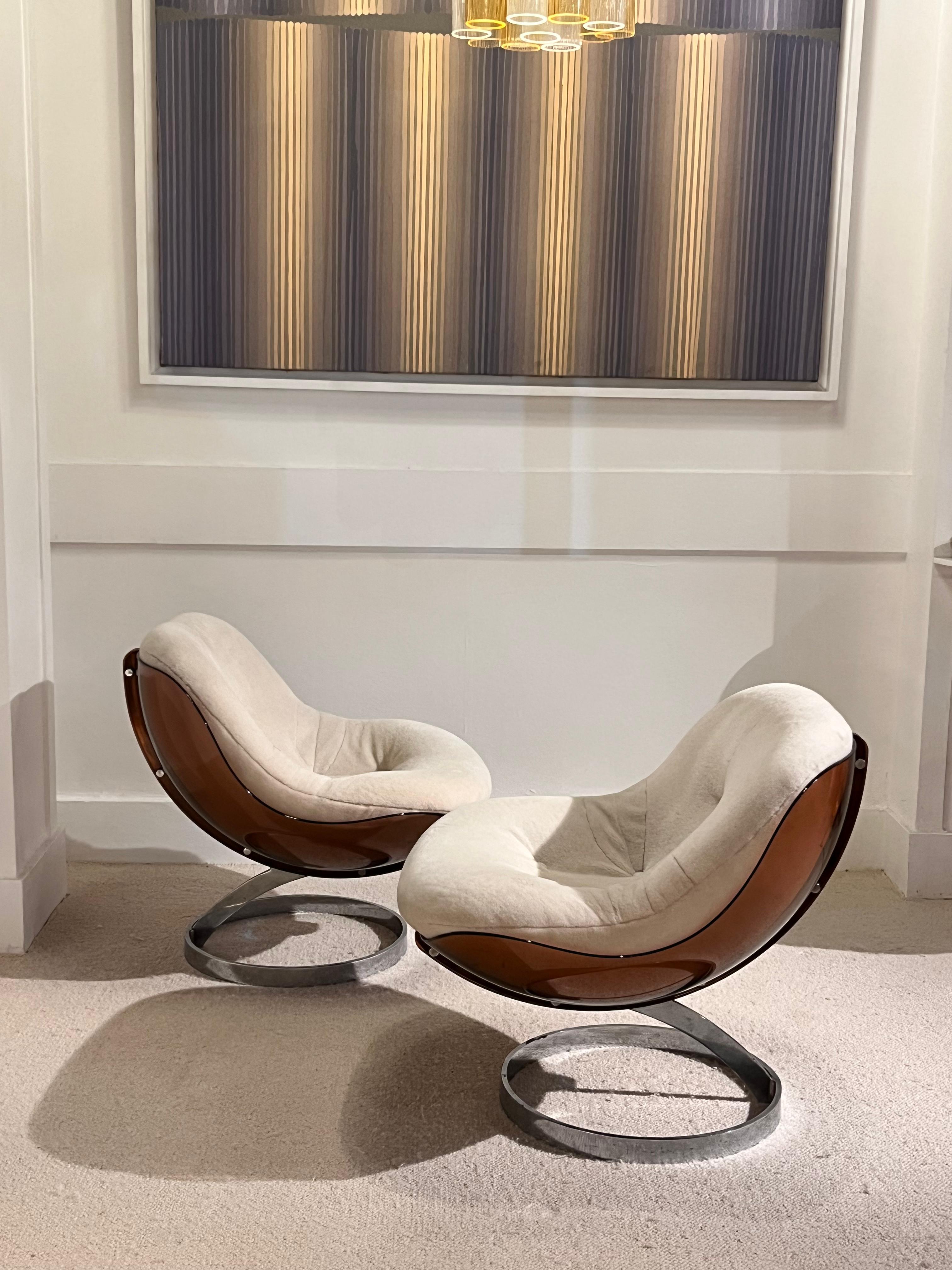 Boris Tabacoff - Paire de fauteuils de salon sphériques, pour MMM, 1971 8