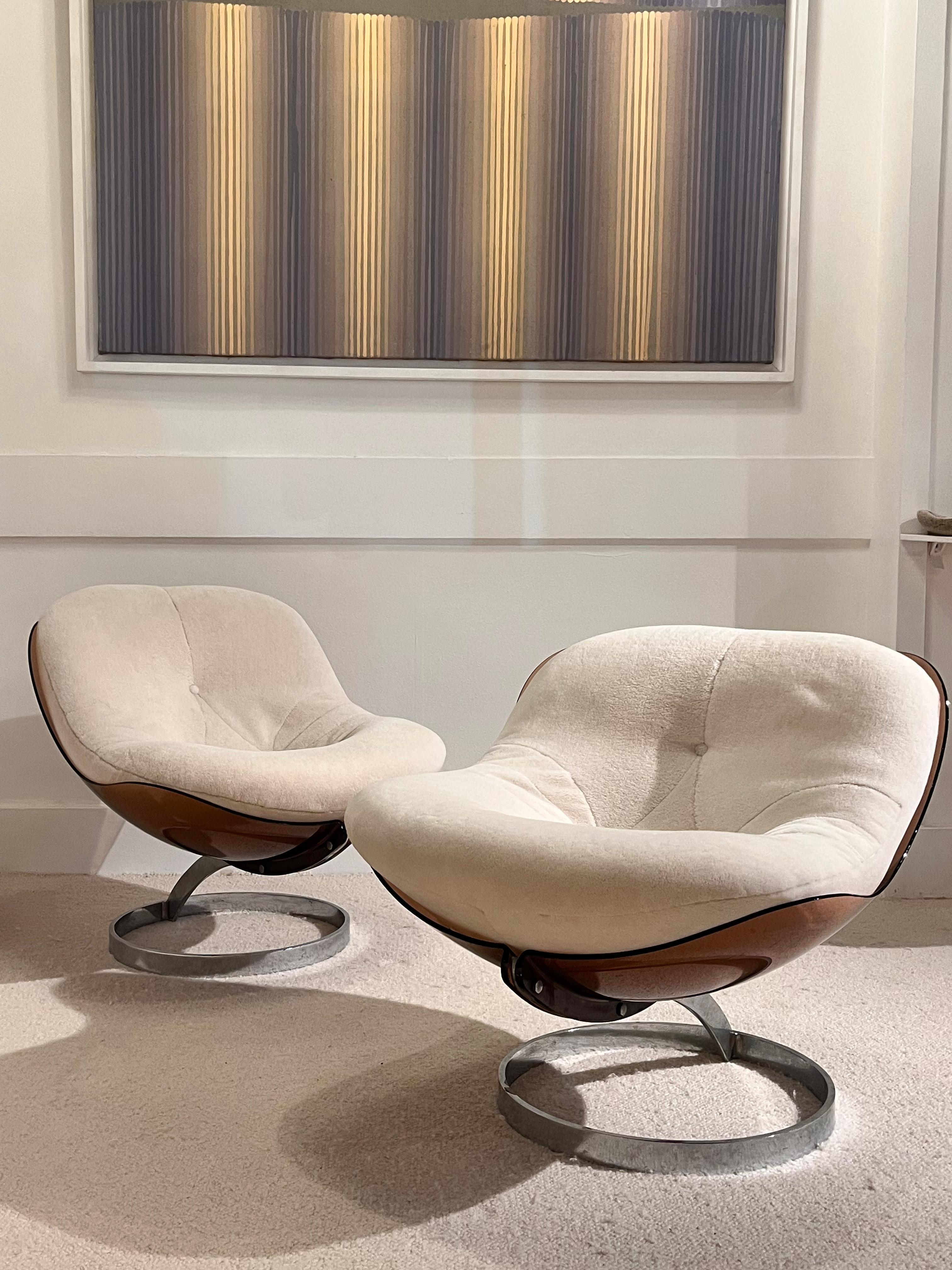 Mid-Century Modern Boris Tabacoff - Paire de fauteuils de salon sphériques, pour MMM, 1971