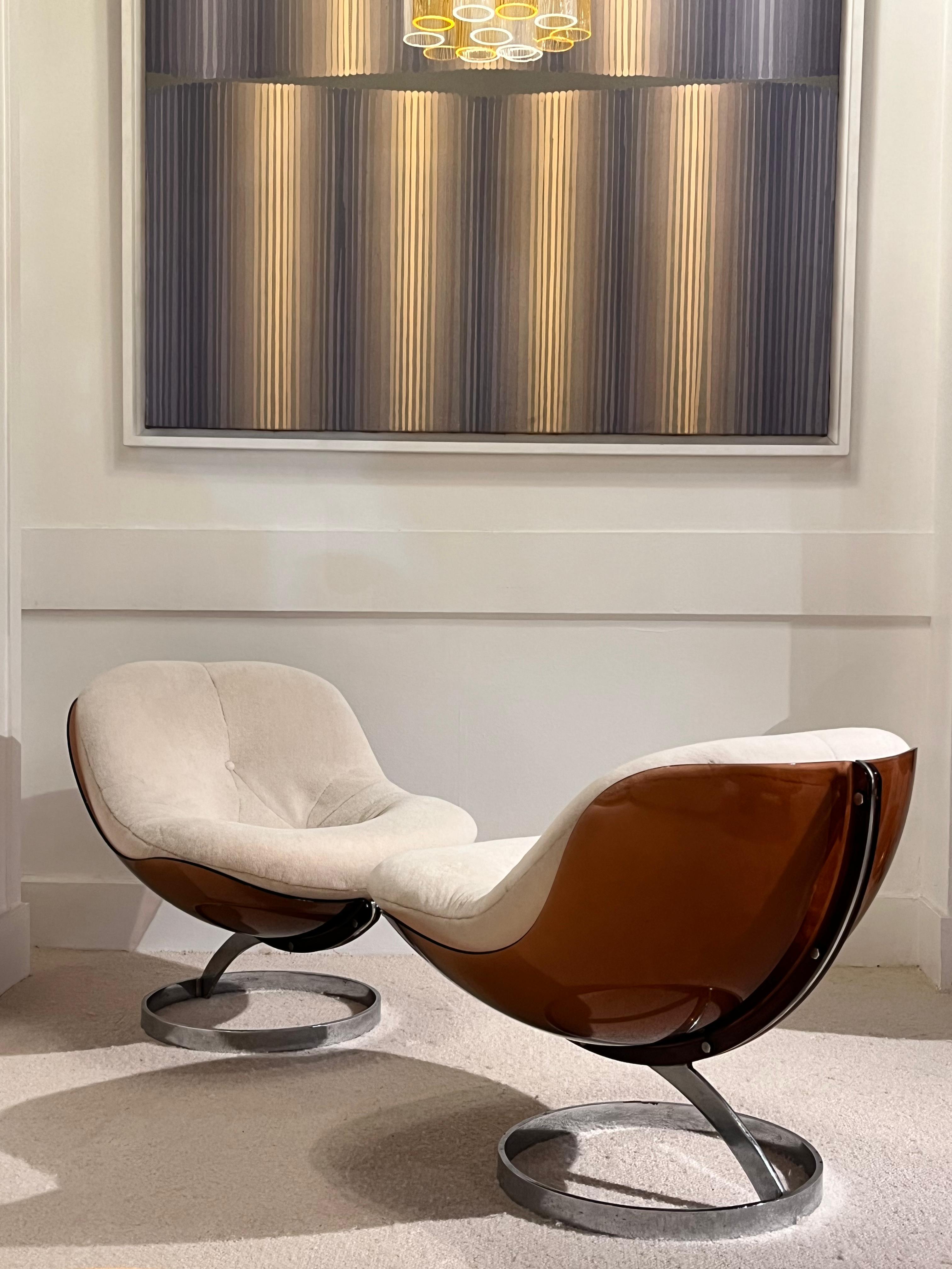 Boris Tabacoff - Paire de fauteuils de salon sphériques, pour MMM, 1971 Bon état à Saint-Ouen, FR