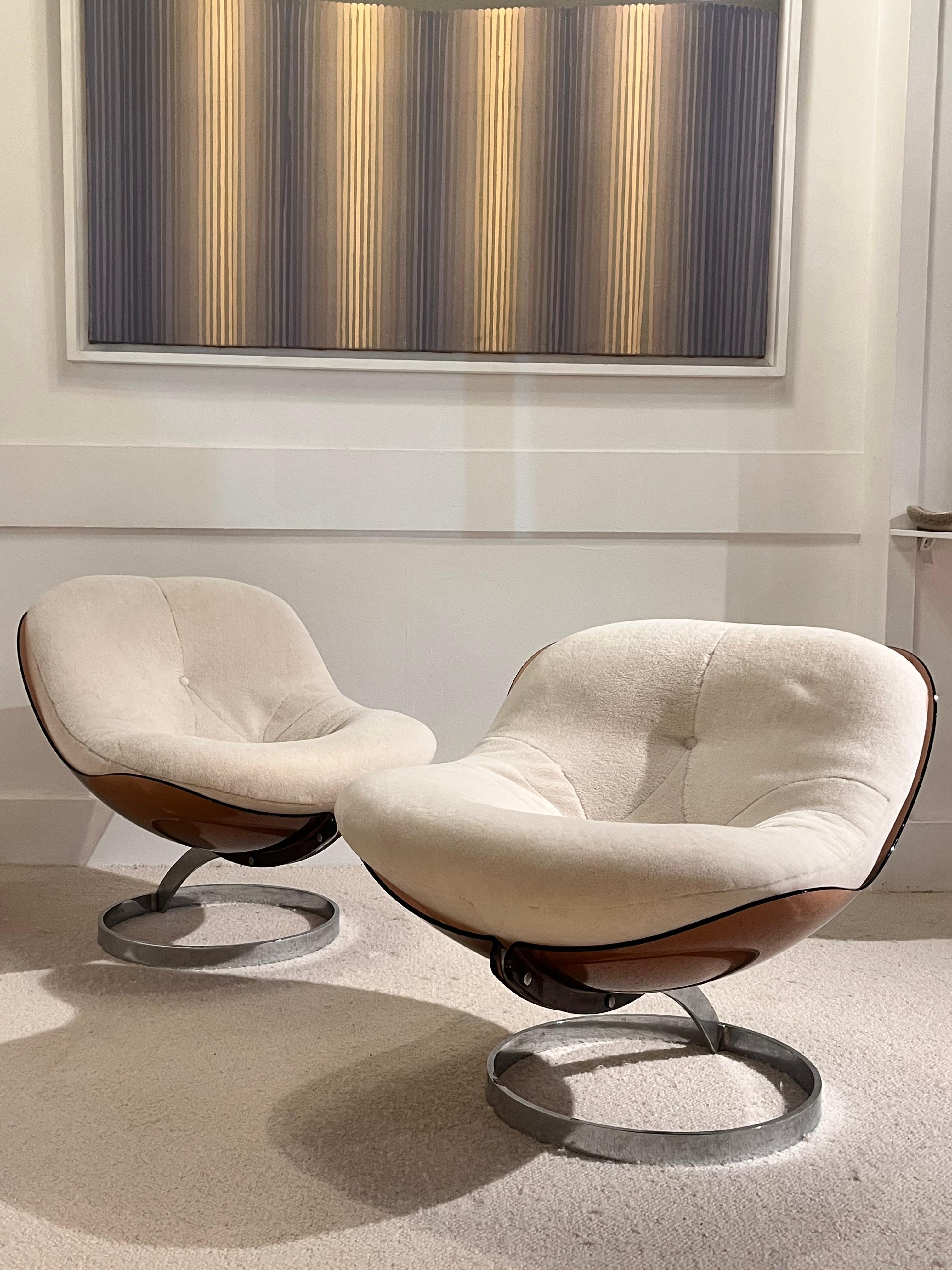 Fin du 20e siècle Boris Tabacoff - Paire de fauteuils de salon sphériques, pour MMM, 1971