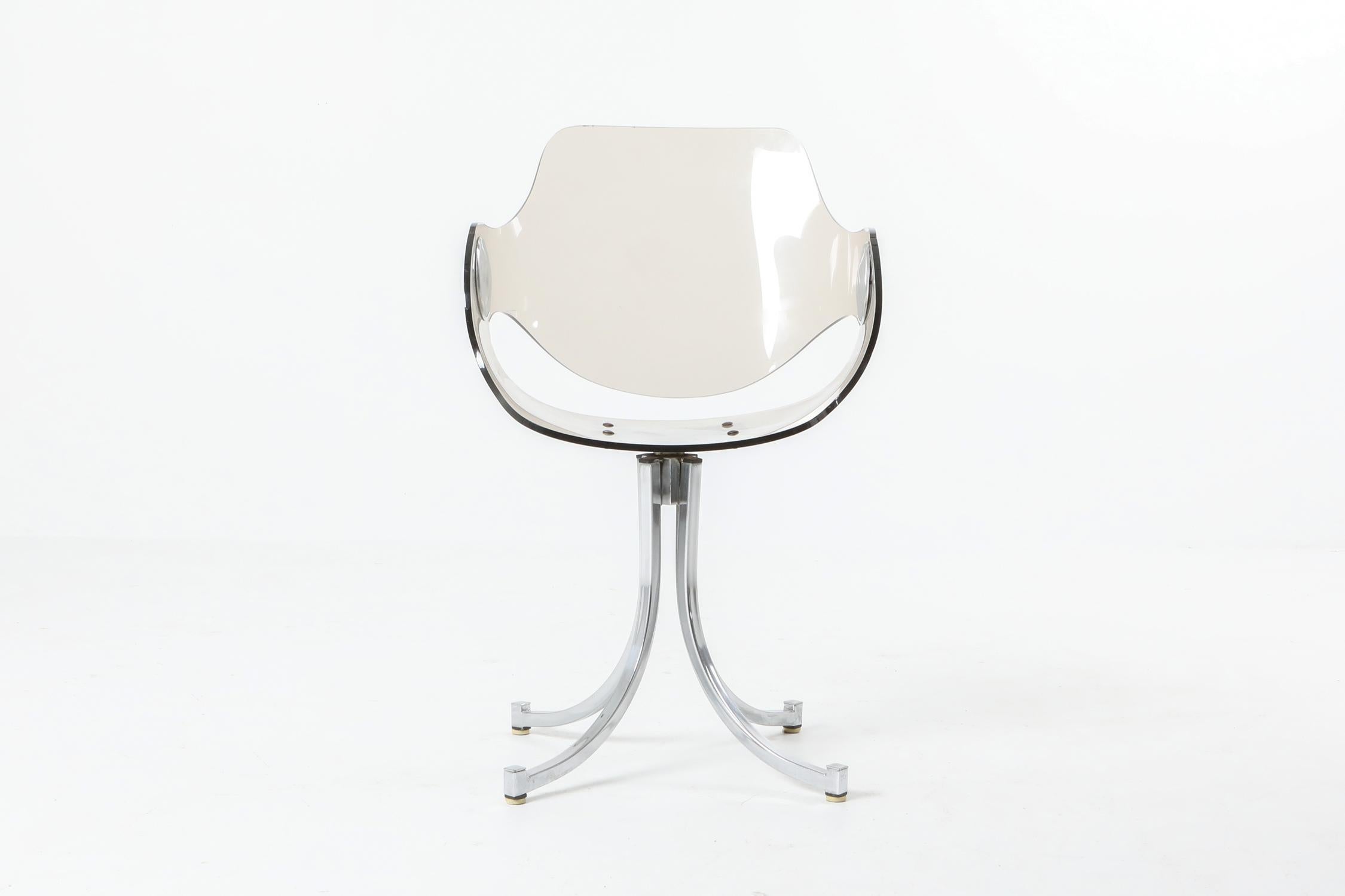 Boris Tabacoff Chaises en plexiglas et chrome pour Mobilier Modulair Moderne Bon état à Antwerp, BE