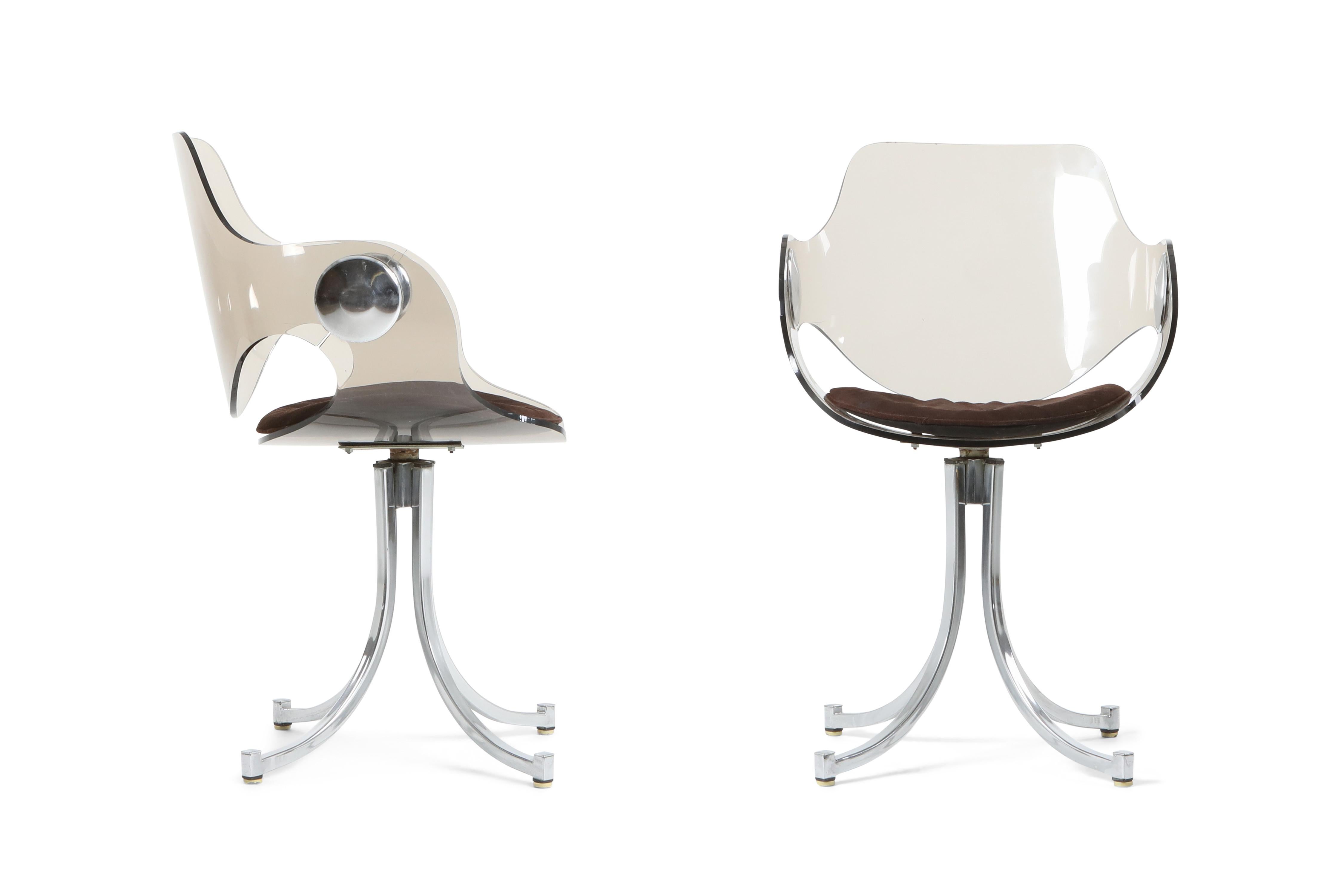 Fin du 20e siècle Boris Tabacoff Chaises en plexiglas et chrome pour Mobilier Modulair Moderne