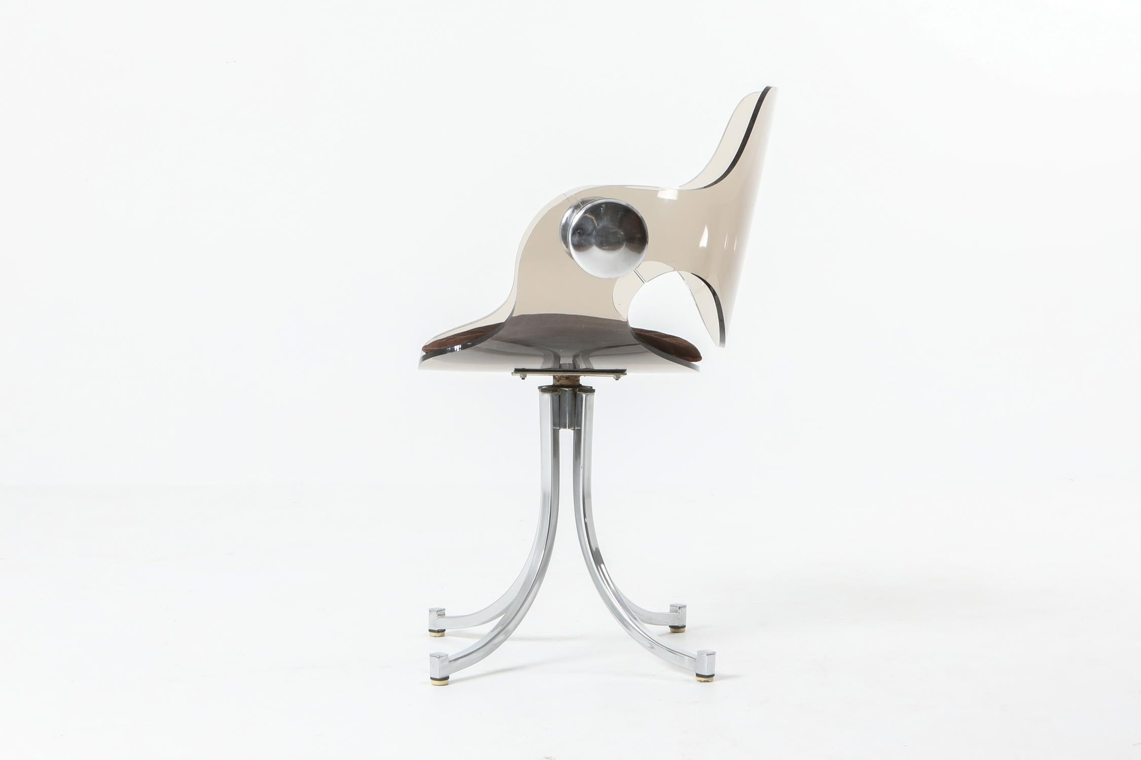 Acier Boris Tabacoff Chaises en plexiglas et chrome pour Mobilier Modulair Moderne