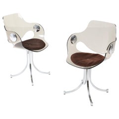 Boris Tabacoff Chaises en Perspex et Chrome pour le Mobilier Modulaire Moderne