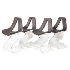 Boris Tabacoff Set of 4 'Dumas Chairs" in Sculpted Lucite, 1970s