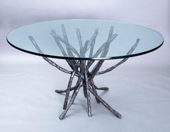 Hammered Iron & Glas Esstisch Tisch One Of A Kind Sculptural Brutalist