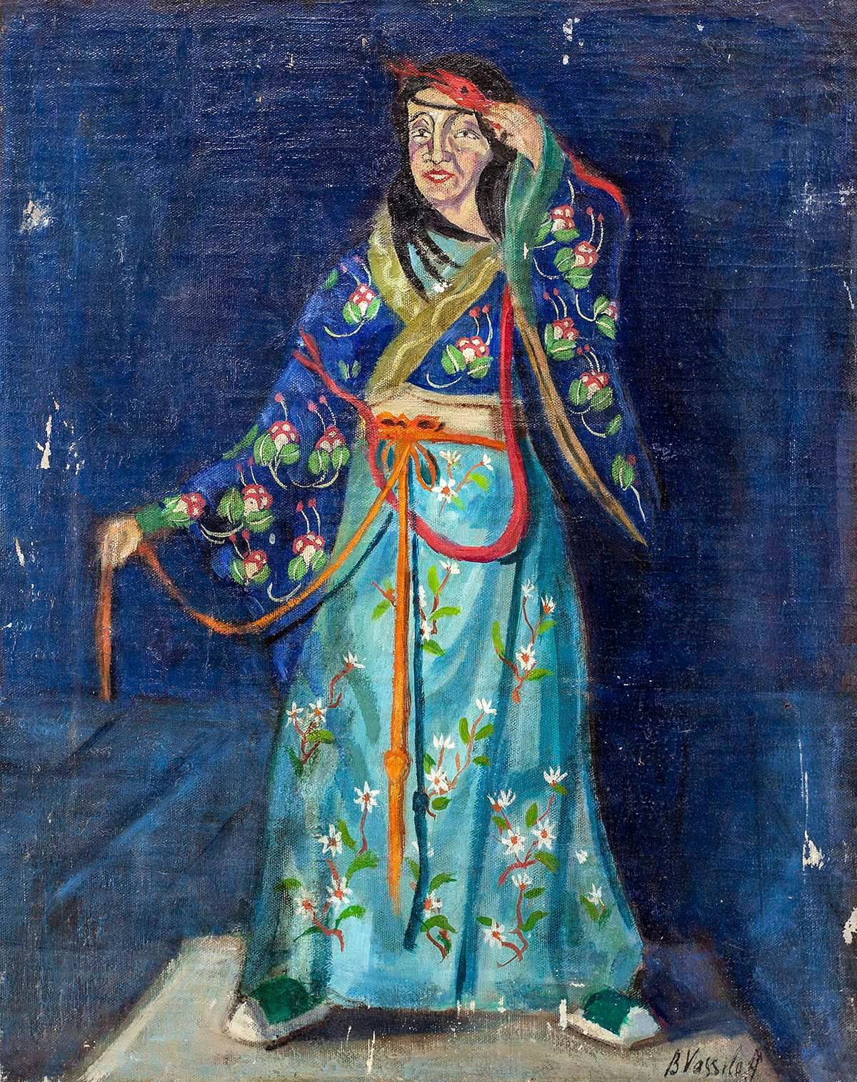 Woman in Kimono - Painting by Boris Vassiloff