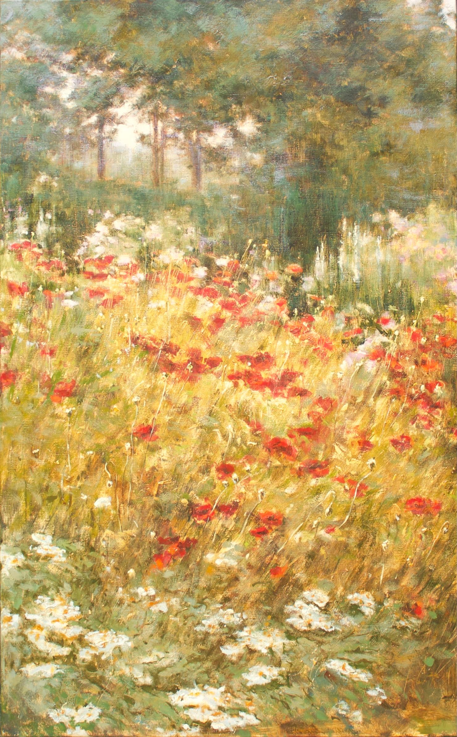 Amapolas (Giverny) Dyptic - Painting by Borja Fernandez