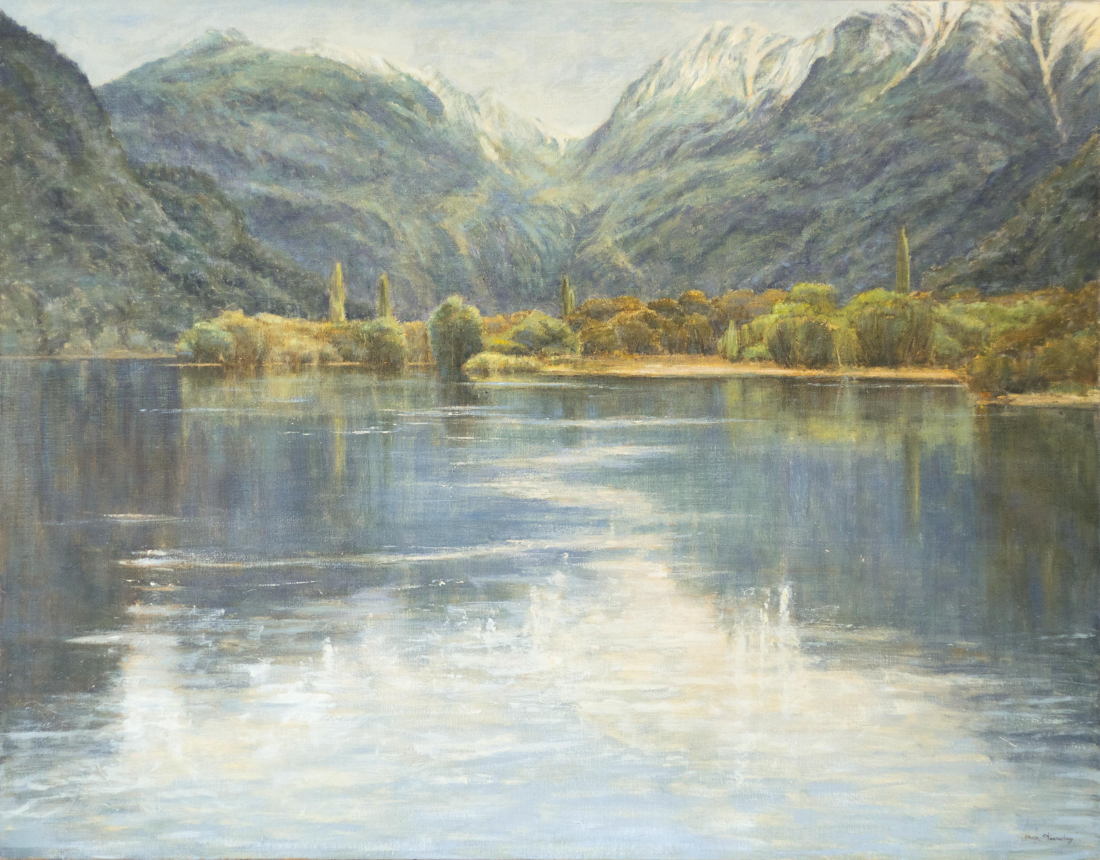 Borja Fernandez Landscape Painting - Black River, Patagonia