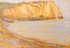 "Falaise D'aval" French Coastal Landscape with Cliffs at Sunset