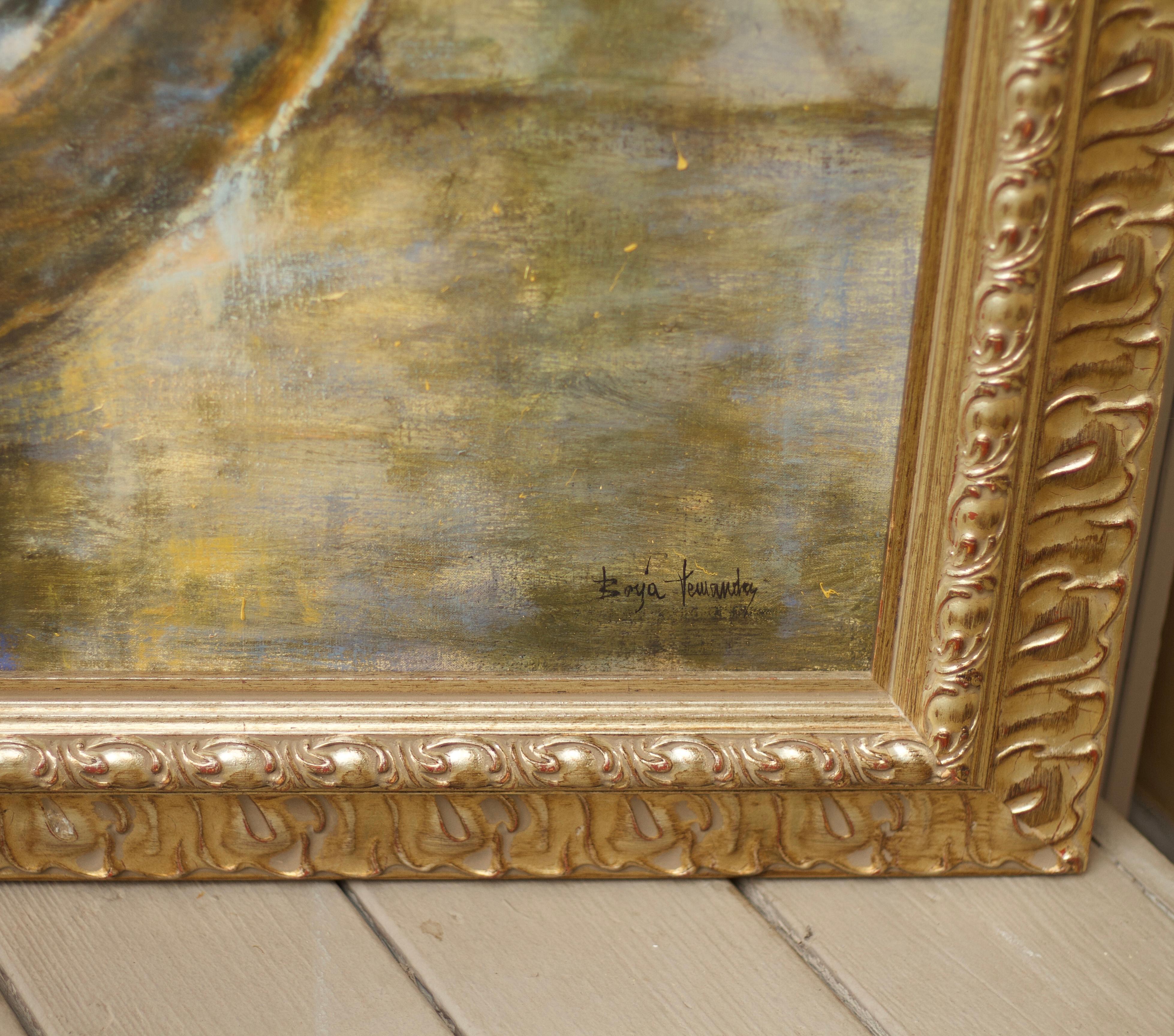 Patio de los Leones - Landscape Painting Marrone di Borja Fernandez