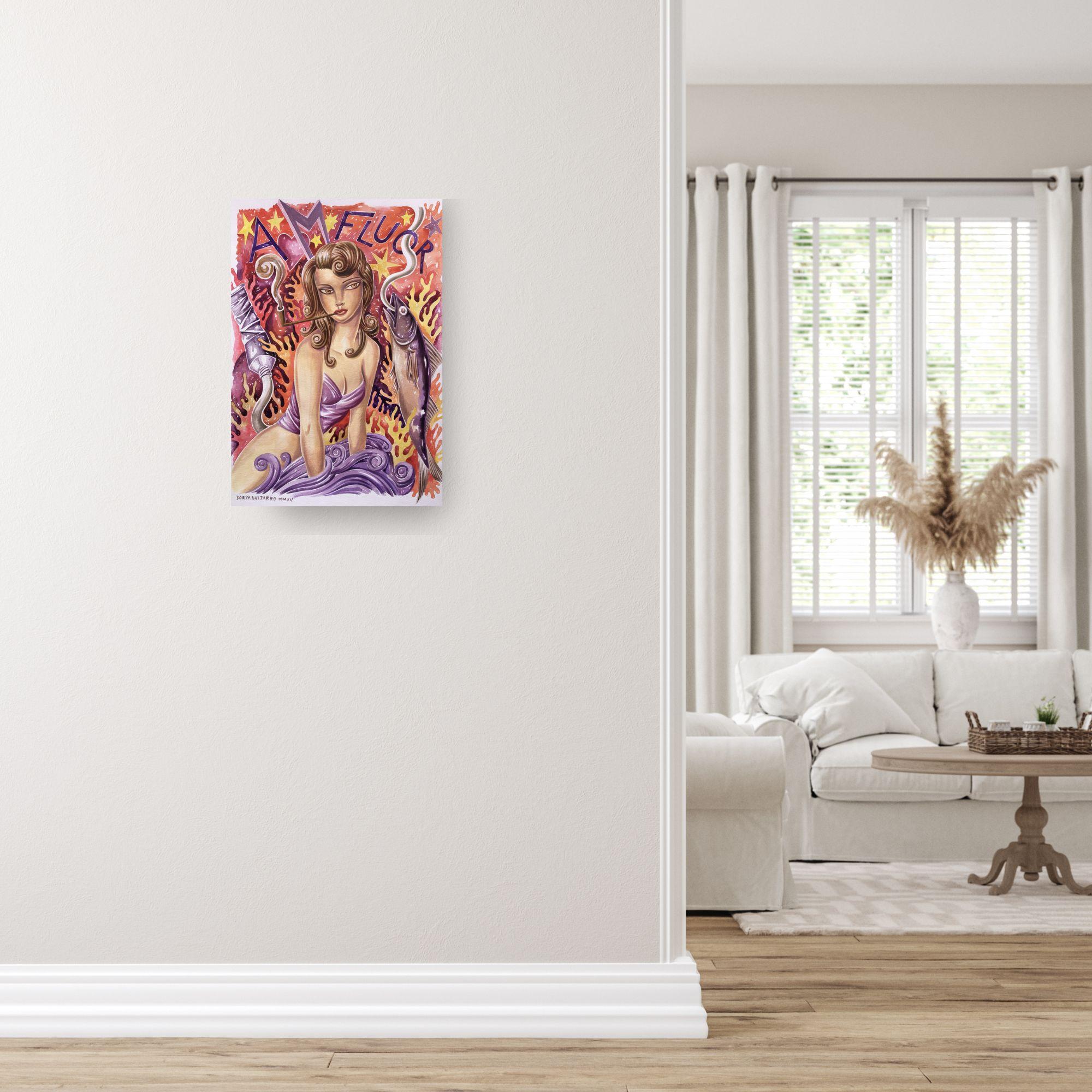 A Fluor - pintura original cubismo retrato figurativo-arte contemporáneo - Painting de Borja Guijarro