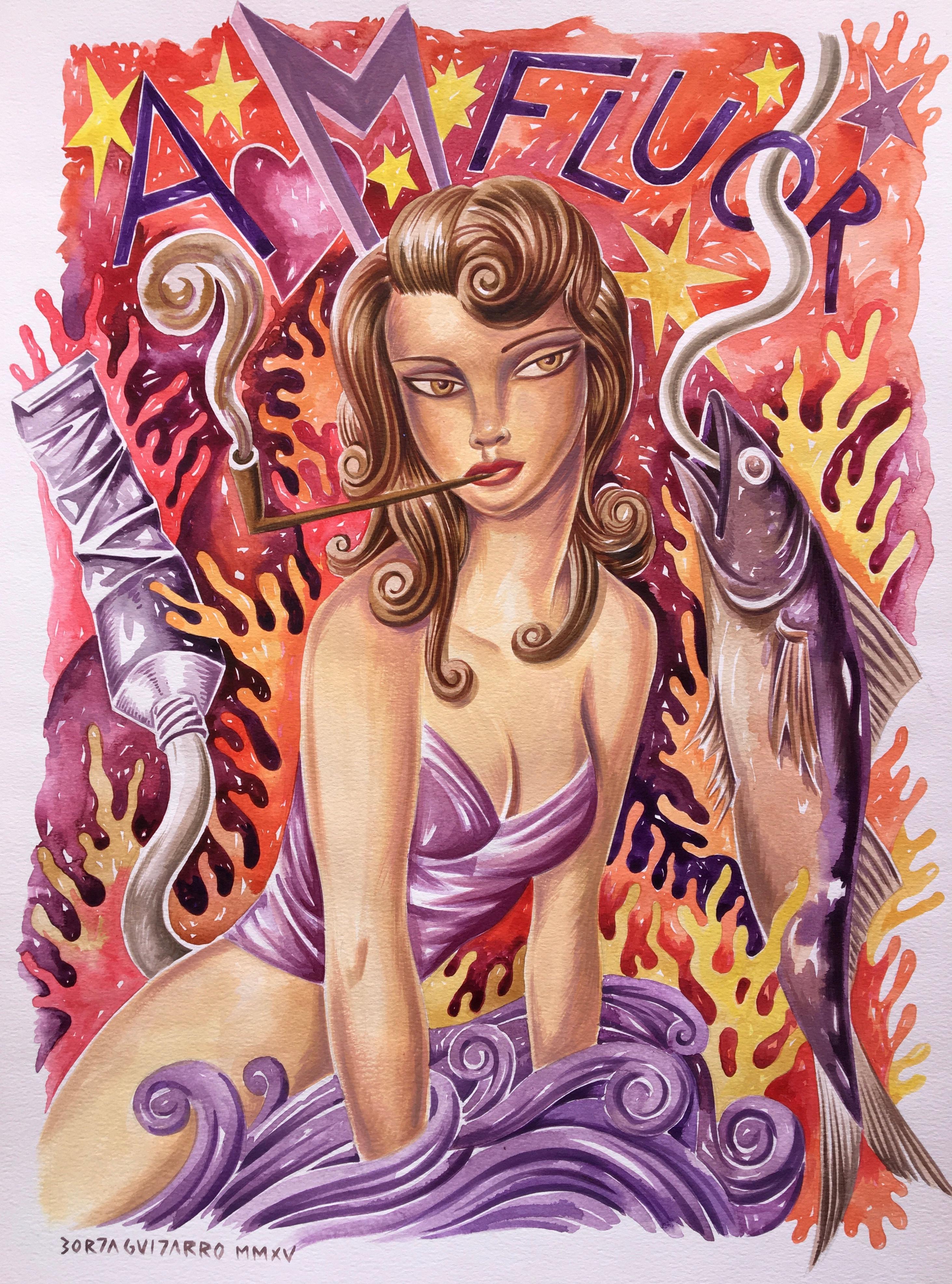 A Fluor - Original Kubismus figurative Porträtmalerei-zeitgenössische Kunst