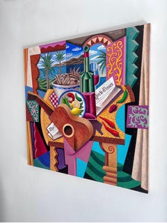 Chillies Still Life-original cubism Interior seascape painting contemporary Art