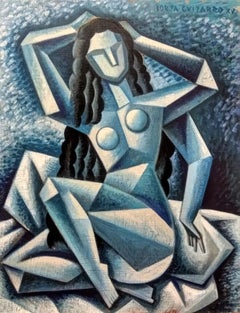 Dama Desnuda - portrait de figure humaine - Peinture abstraite cubiste moderne représentant une femme