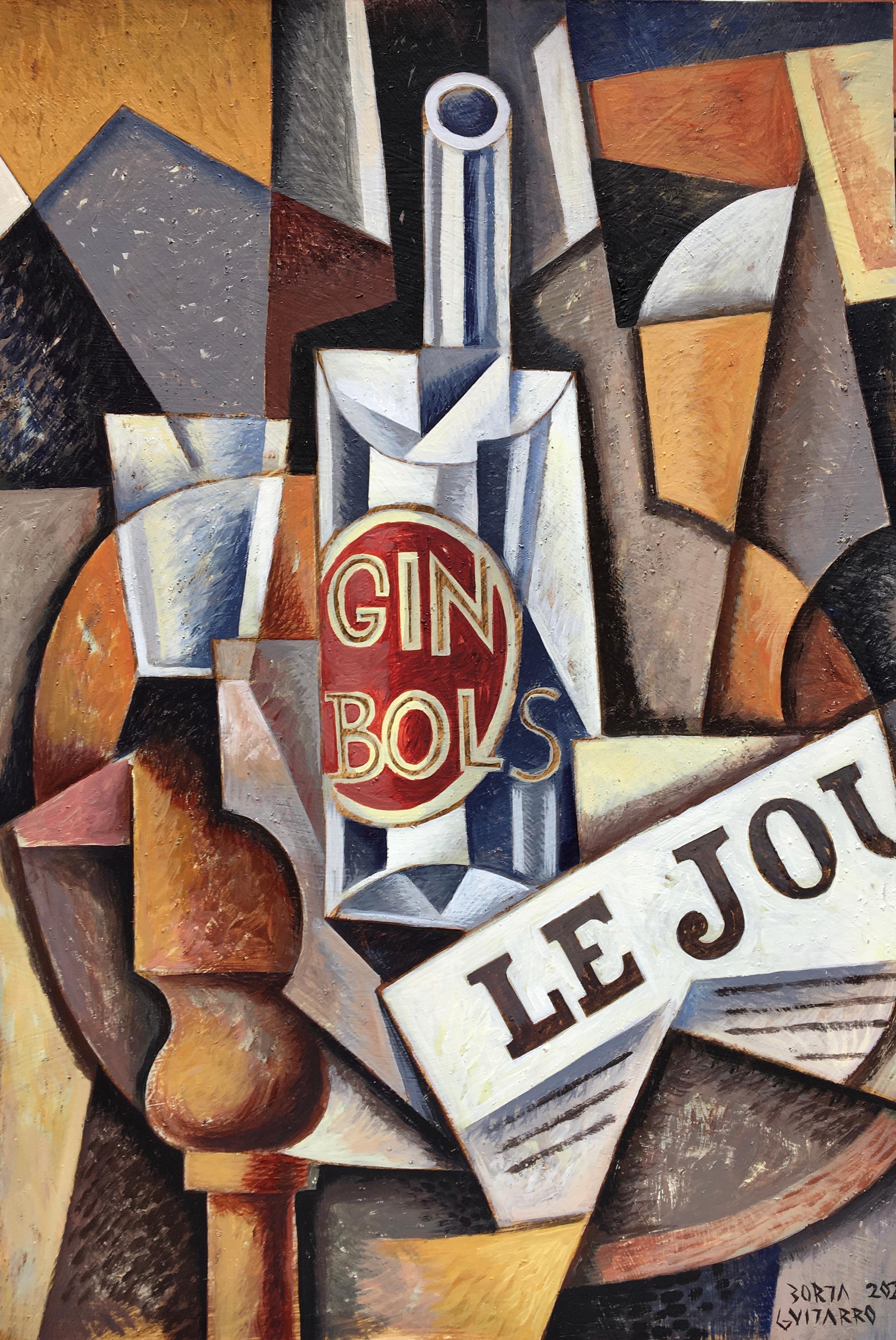 Gin Bols - original figurative colour still life painting cubism modern