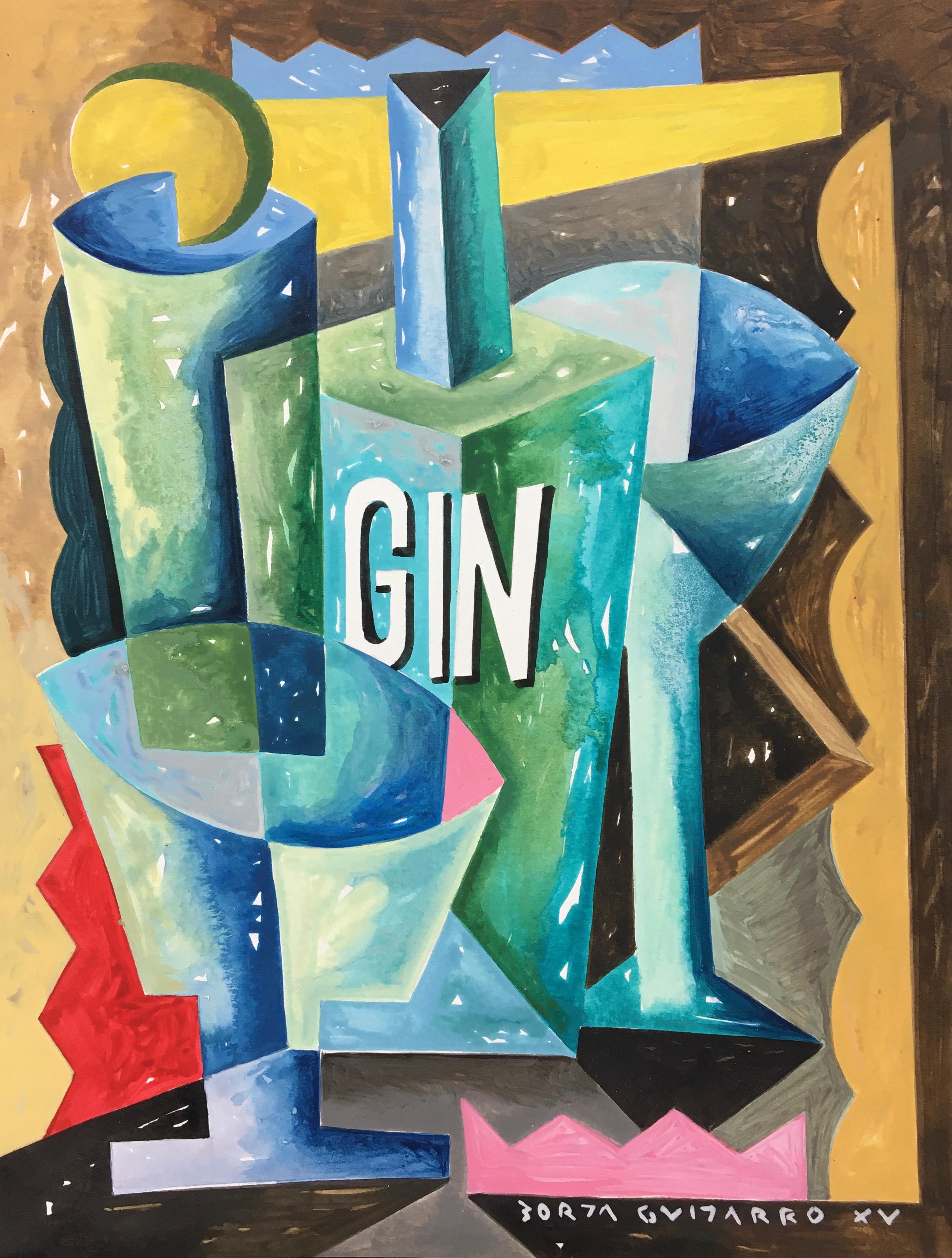 Cubism Message Borja Guijarro - Martini - original holiday colourful artwork modern ...