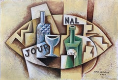 Journal - original cubism still life study artwork modern abstract expressionism