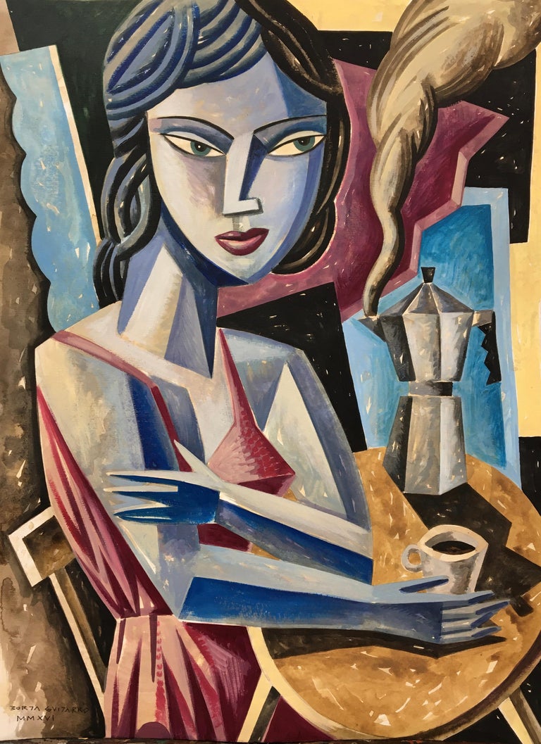 Borja Guijarro Mujer en Azul original Spanish painting modern