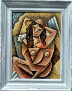 Mujer en la Playa 2 - female nude portraiture surrealism painting modern artwork