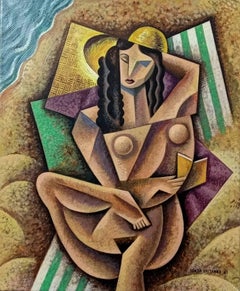 Nude original cubism painting