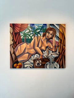 Akt mit Kaffee-originale Kubismus Akt-Stillleben Malerei-zeitgenössische Kunstwerk