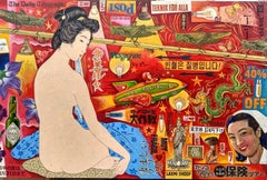 Rocket Racer-peinture abstraite originale de geisha figurative de nu-art contemporain