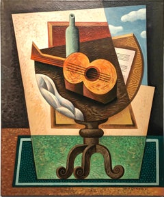 Still Life with Guitar  original cubism painting