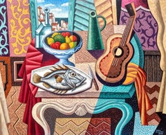 Tavolo - originales abstraktes Stillleben aus dem Kubismus, moderne figurative Studie