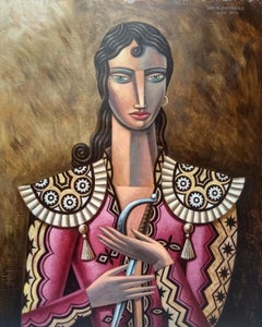 Torera I - figura umana femminile astratta cubismo acrilico ritratto moderno cubista
