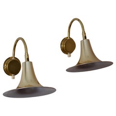 Börje Claes, Adjustable Wall Lights, Brass, Norlett, Sweden, c. 1970s