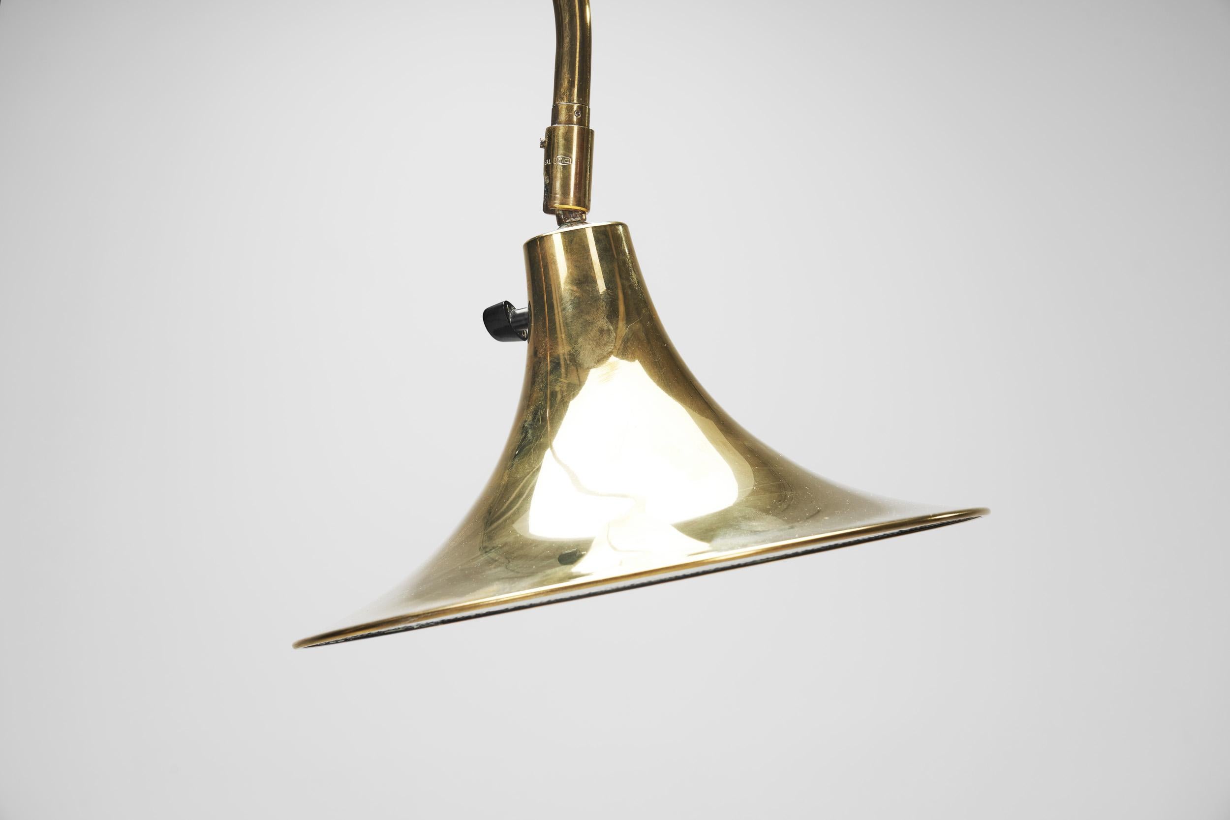 Börje Claes Brass Floor Lamp with Adjustable Shade for Norlett Elit, Sweden 1960 For Sale 3