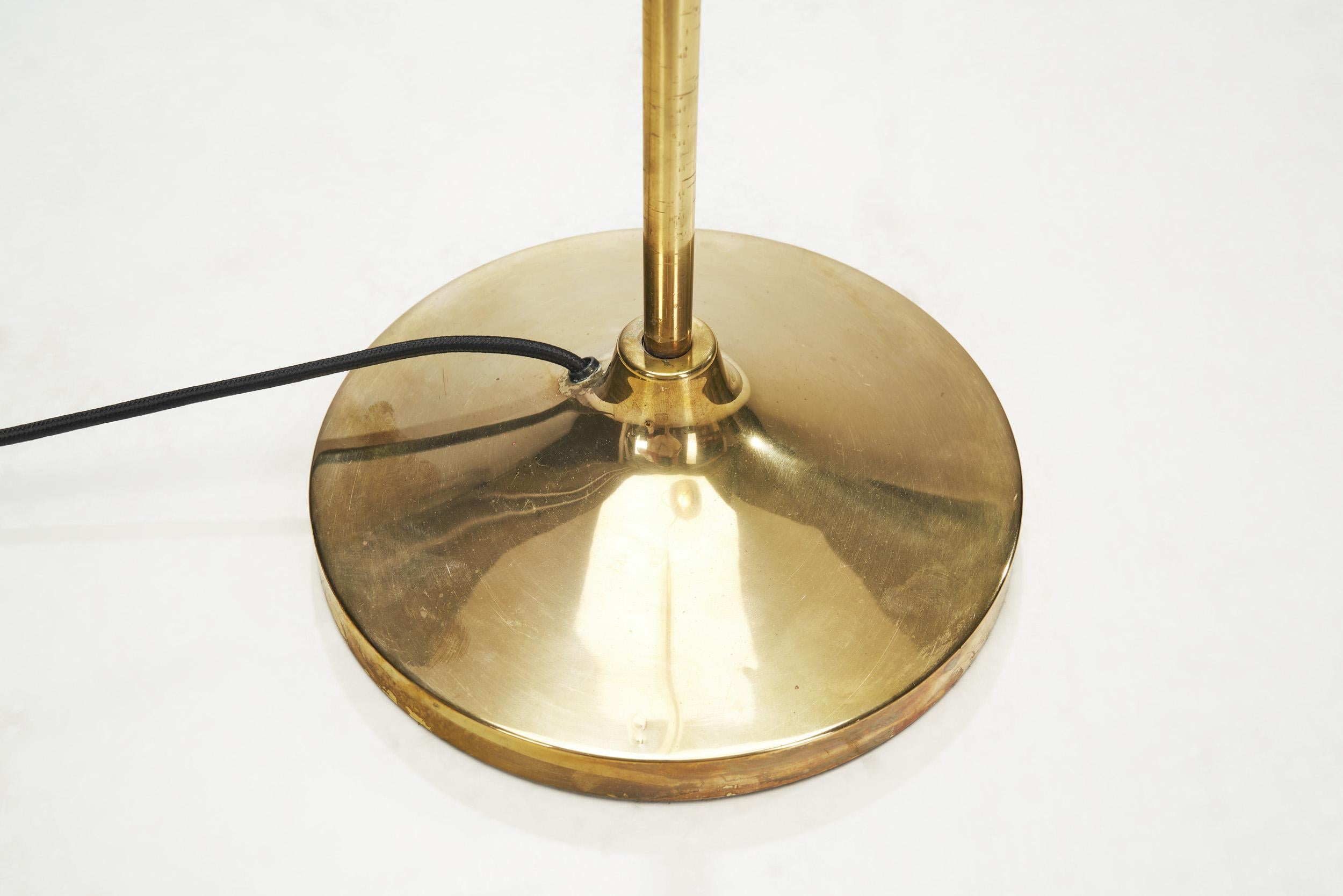 Börje Claes Brass Floor Lamp with Adjustable Shade for Norlett Elit, Sweden 1960 For Sale 6