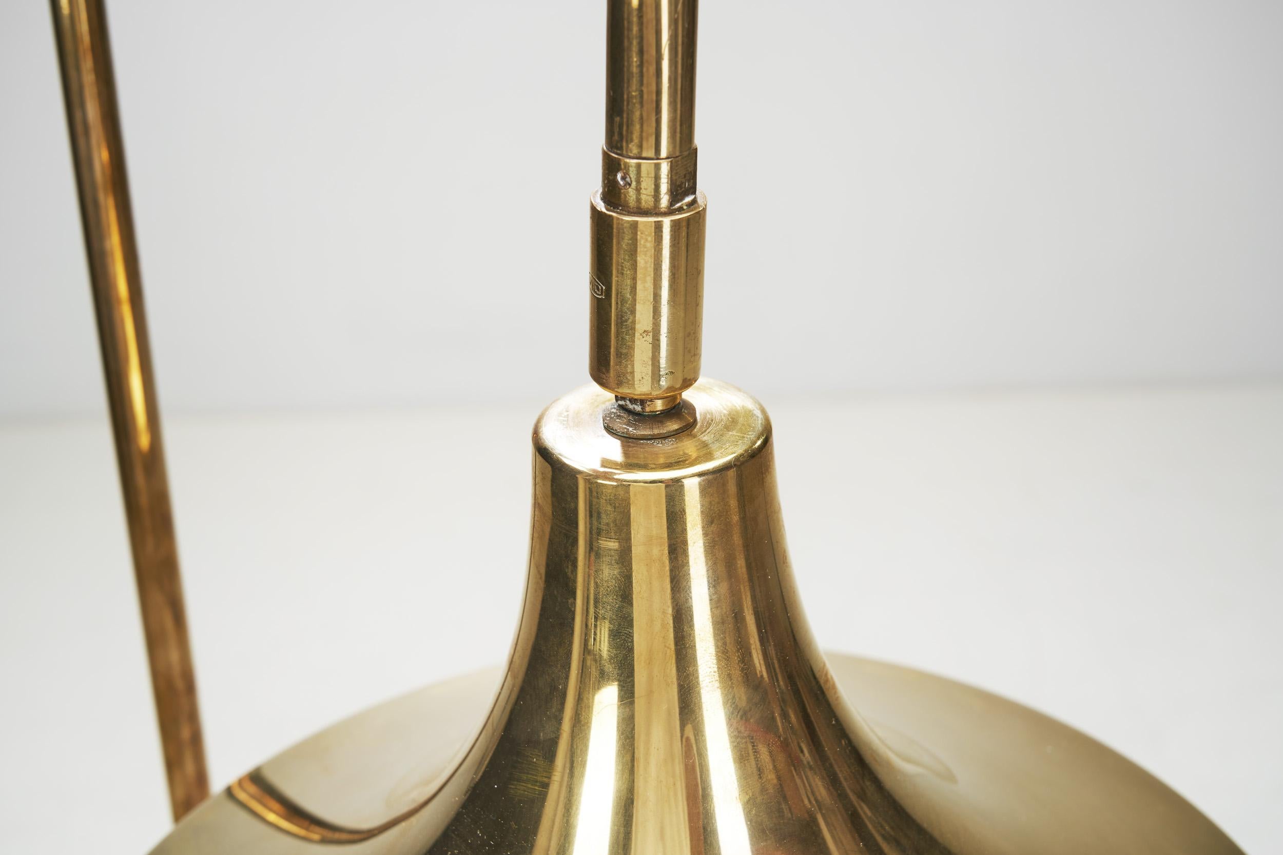 Börje Claes Brass Floor Lamp with Adjustable Shade for Norlett Elit, Sweden 1960 For Sale 8