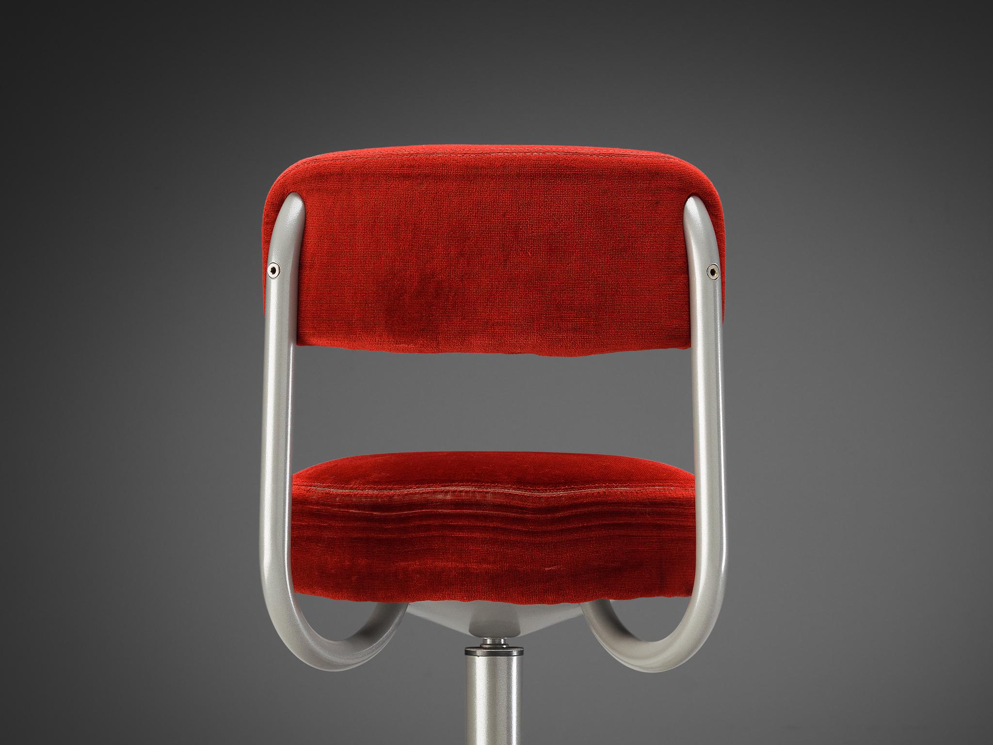 Mid-Century Modern Börje Johanson Barstool in Red Velvet Upholstery  For Sale