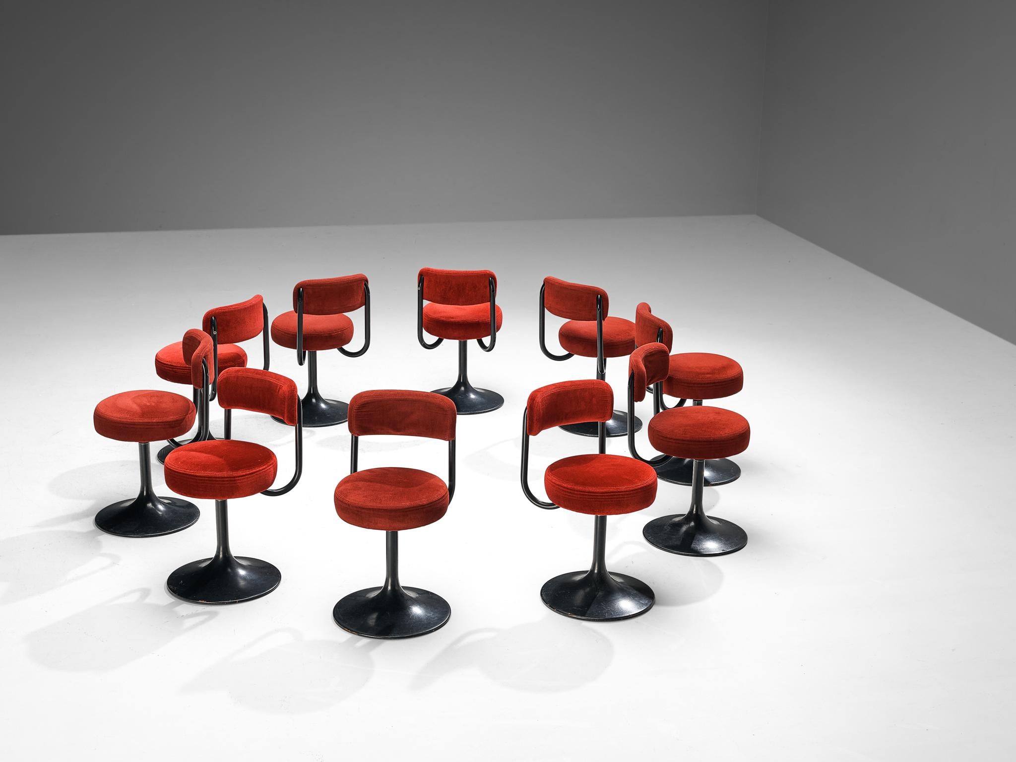 Mid-Century Modern Börje Johanson for Johanson Design Set of Swivel Chairs in Red Velvet  For Sale