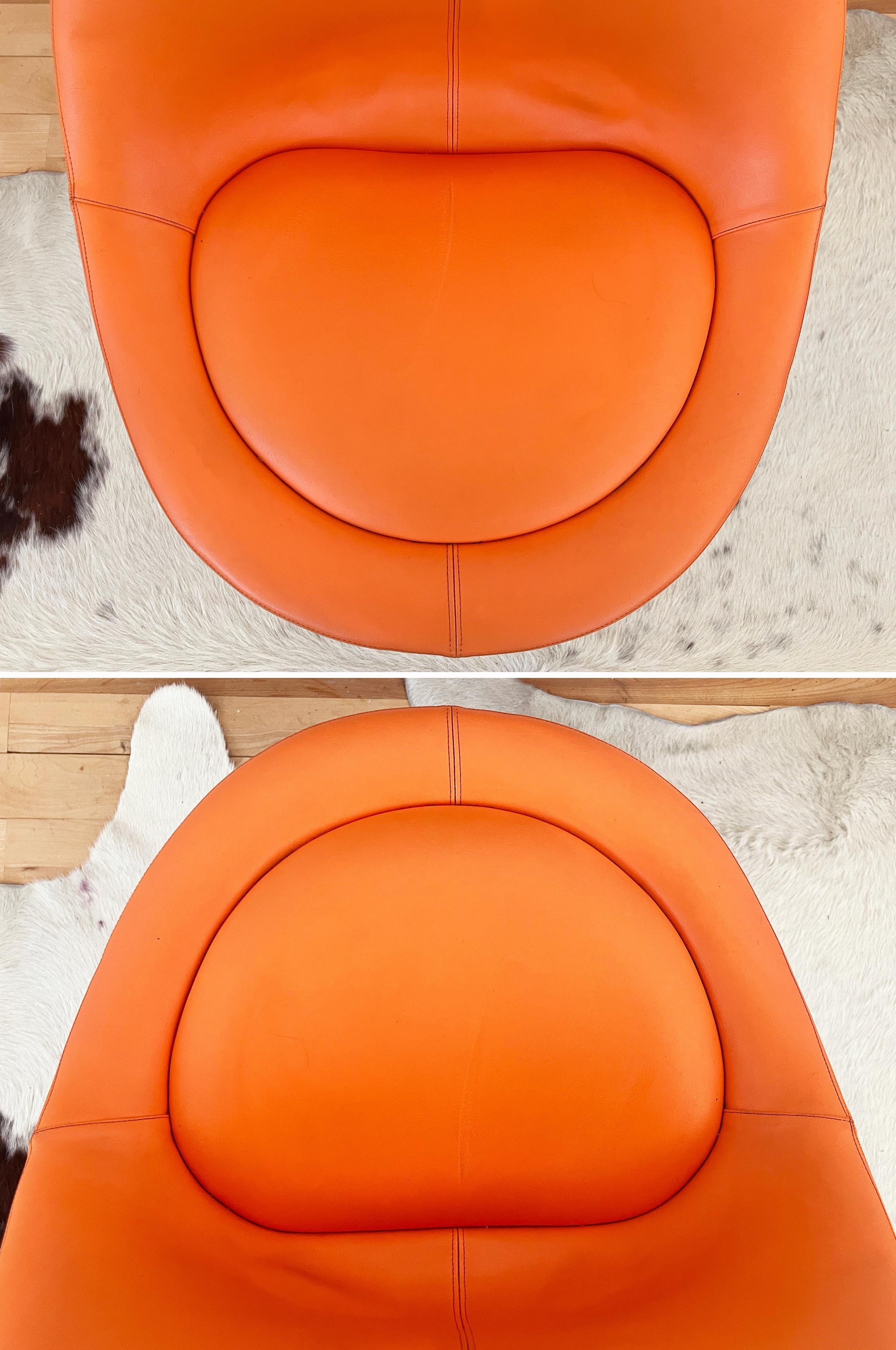 Börje Johanson Orange Leather Venus Chairs w/ Tulip Foot Sweden 60s -Set of 6! For Sale 7