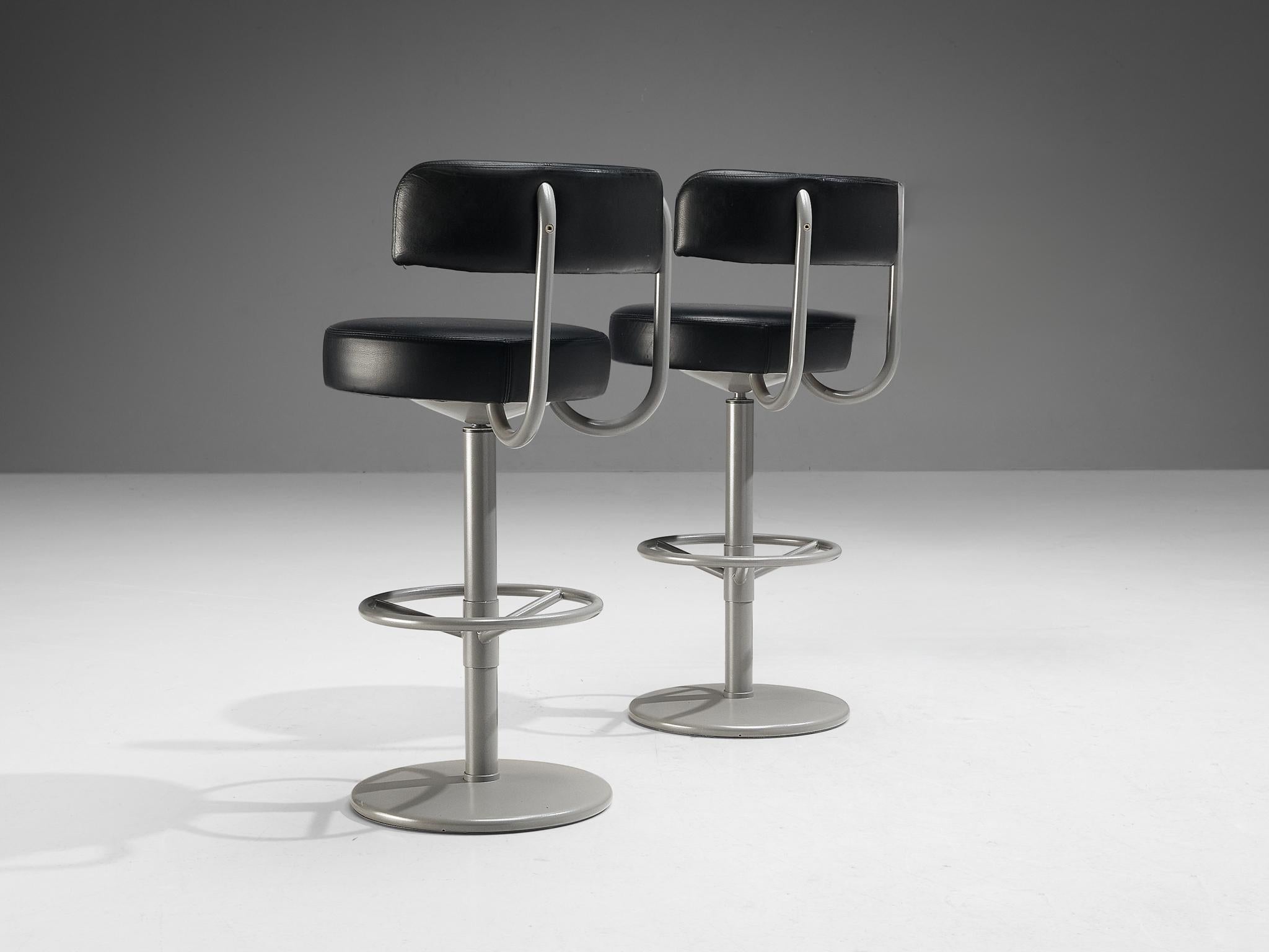 Börje Johanson Pair of Barstools in Black Upholstery In Good Condition In Waalwijk, NL