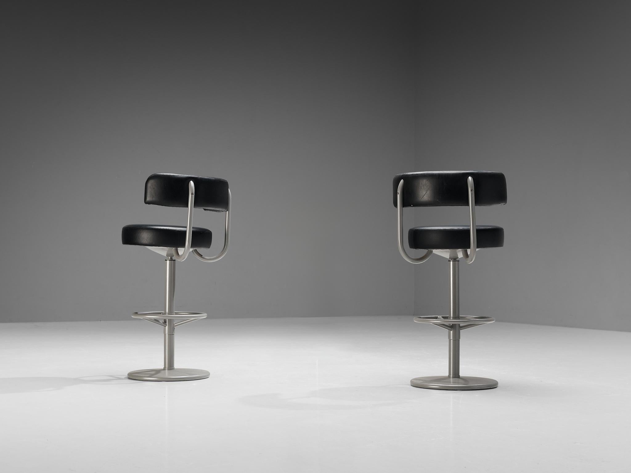 Börje Johanson Pair of Barstools in Black Upholstery 1