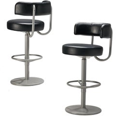 Börje Johanson Pair of Barstools in Black Upholstery