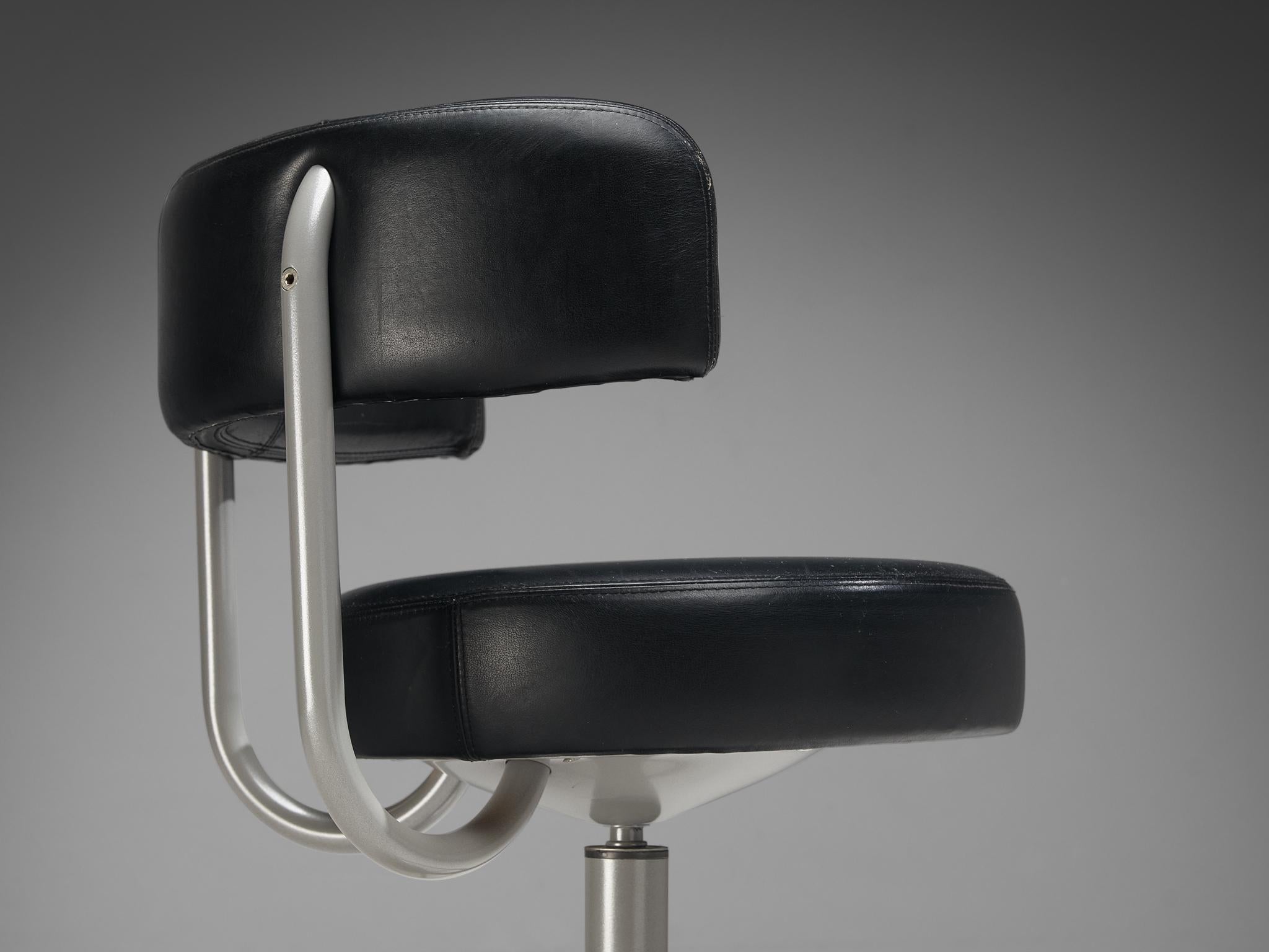 Börje Johanson Set of Three Barstools in Black Upholstery  In Good Condition For Sale In Waalwijk, NL