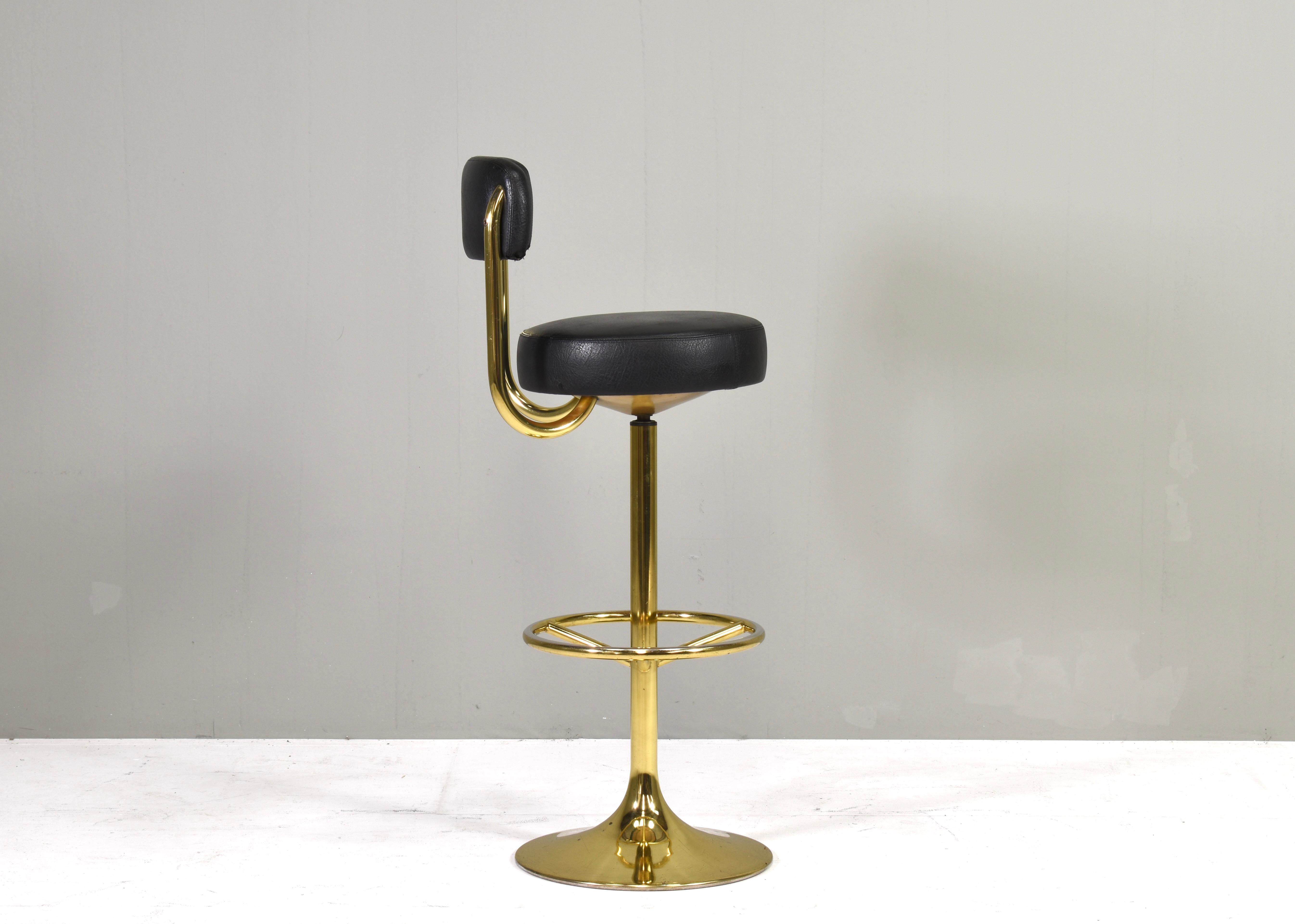 Swedish Börje Johanson Swivel Bar Stool in Brass, Sweden, circa 1960