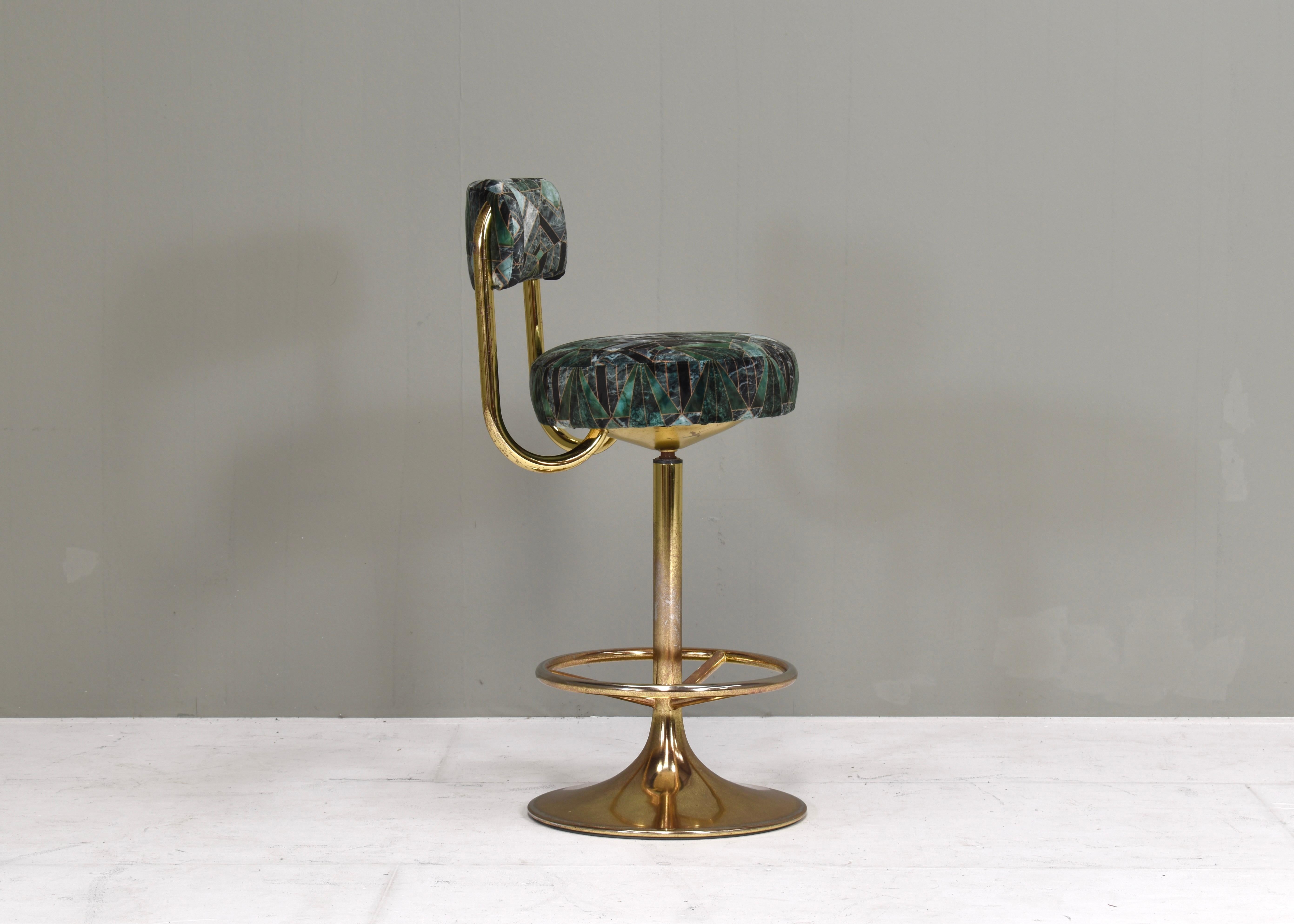 Suédois Tabouret de bar pivotant en laiton Börje Johanson, Suède, vers 1960